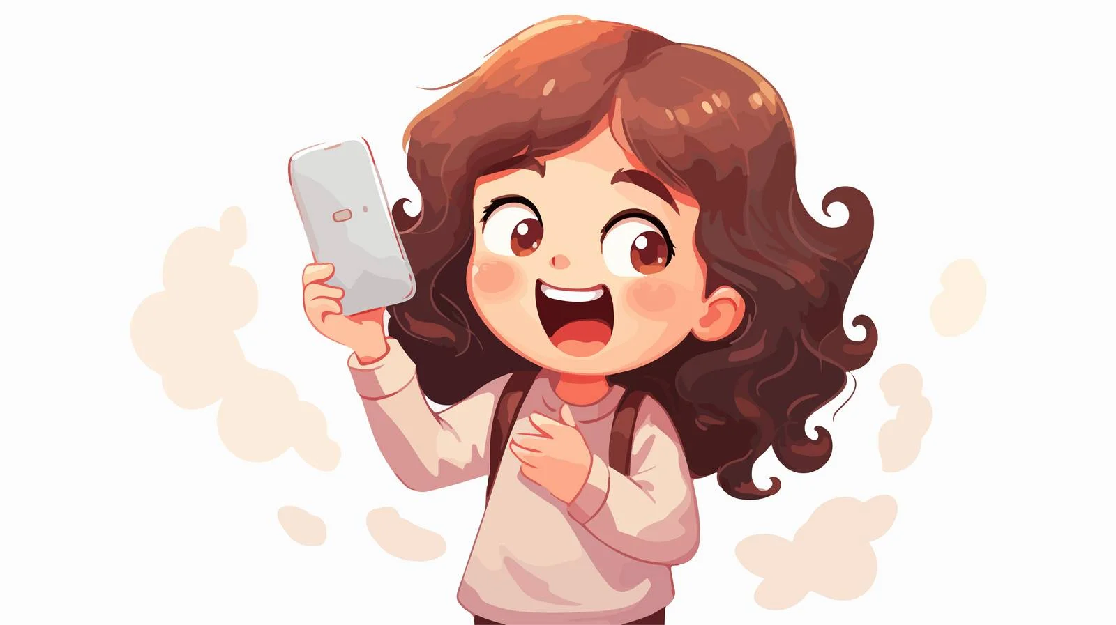 Happy Child Using Cartoon Mobile Phone — free download from Dotvec