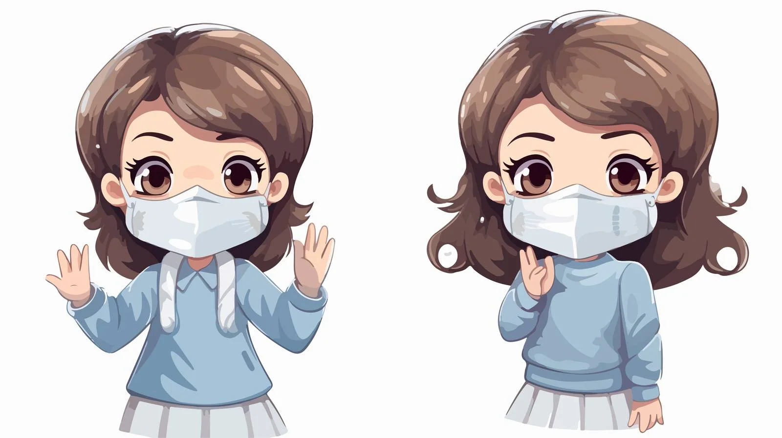 Child Wearing Virus Warning Cartoon Mask — free download from Dotvec