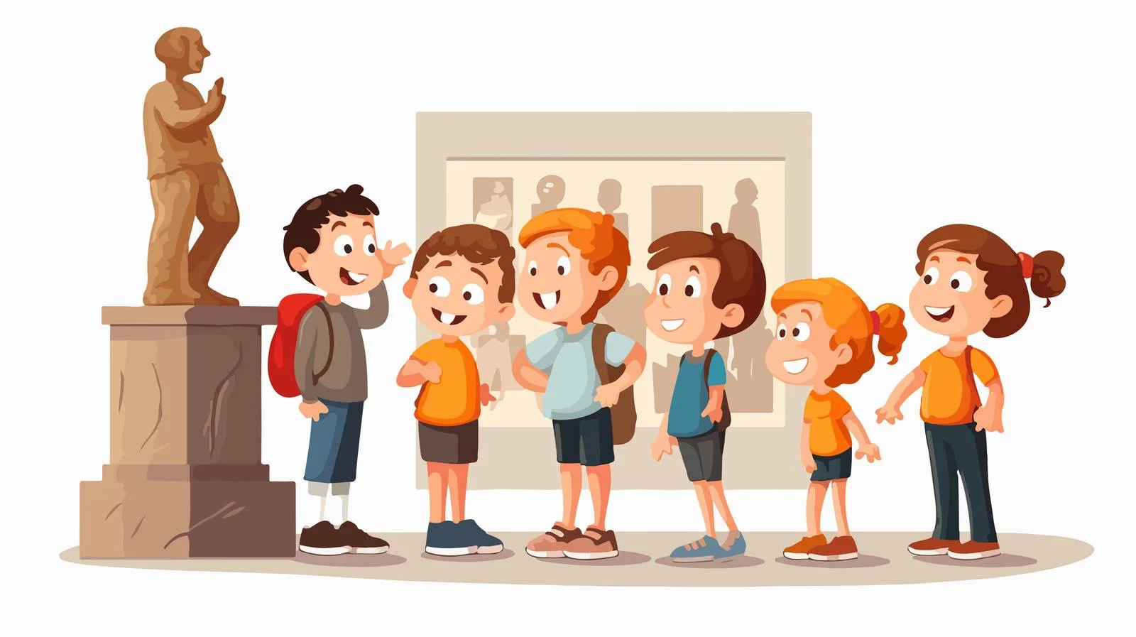 Children Explore Museum Statue Exhibit — free download from Dotvec
