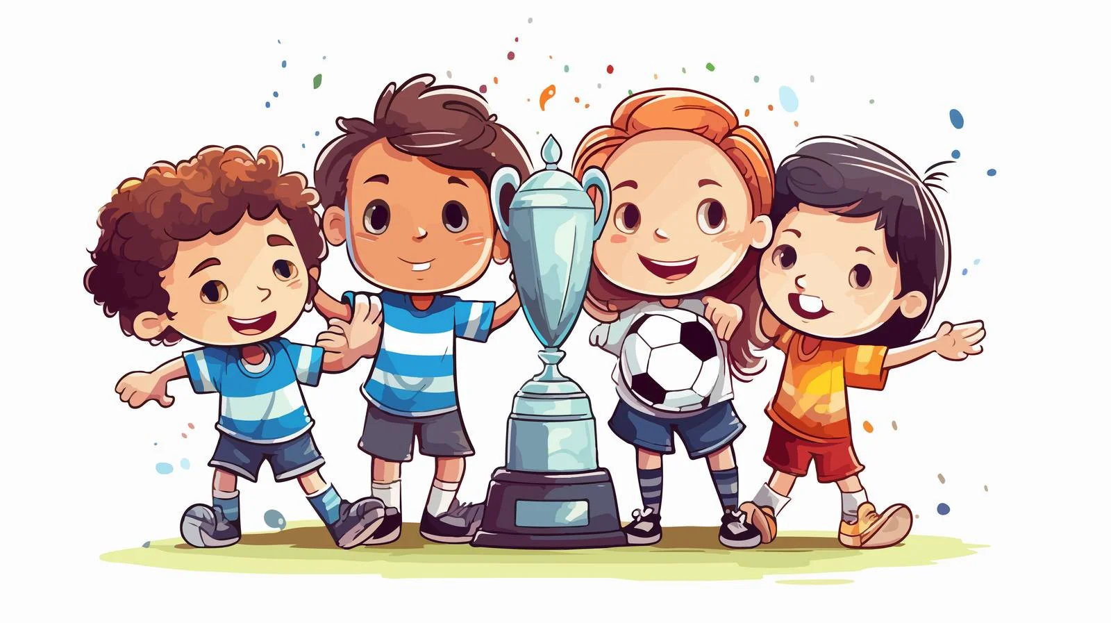Triumphant Kids Celebrating Soccer Victory — free download from Dotvec