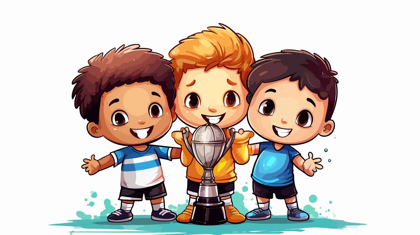 Triumphant Kids with Soccer Trophy — free download from Dotvec