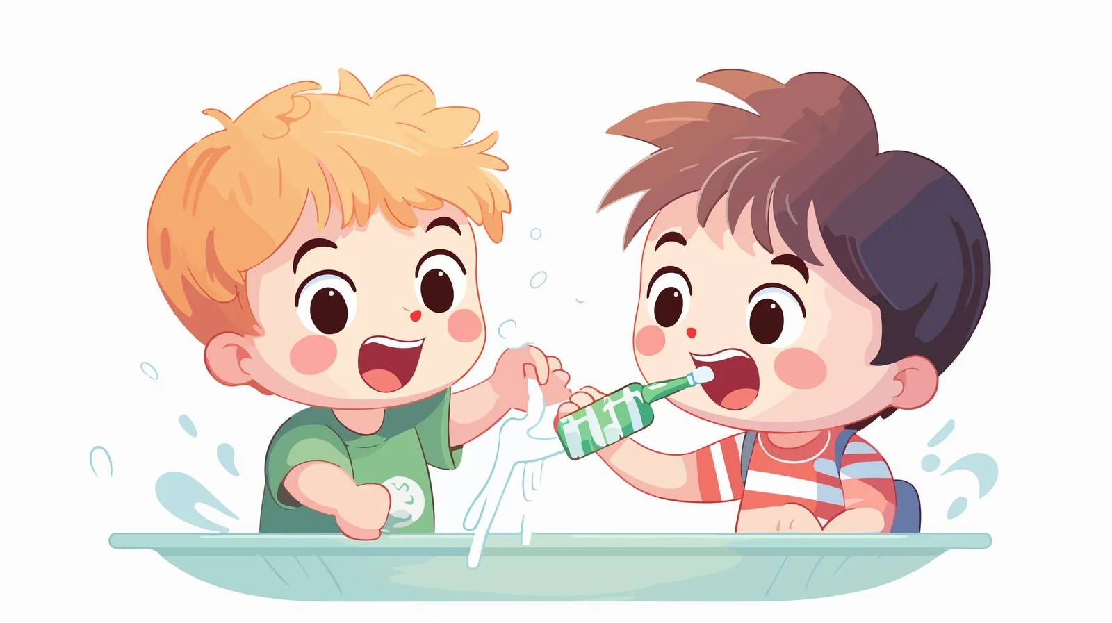Children Brushing Teeth Cartoon Illustration — free download from Dotvec