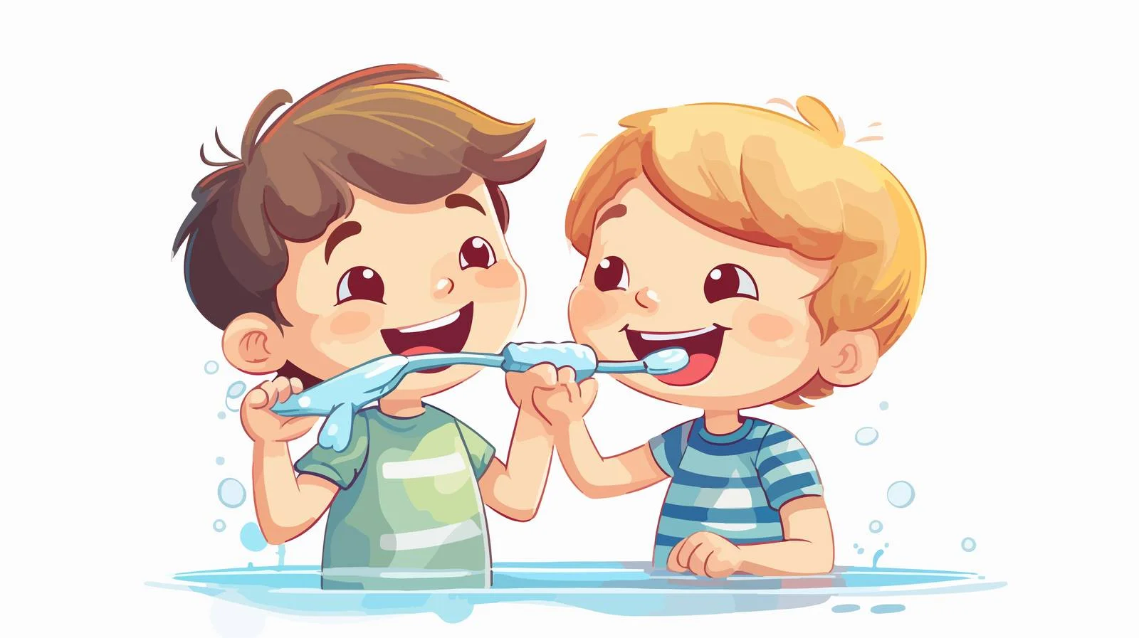 Children Brushing Teeth Cartoon — free download from Dotvec
