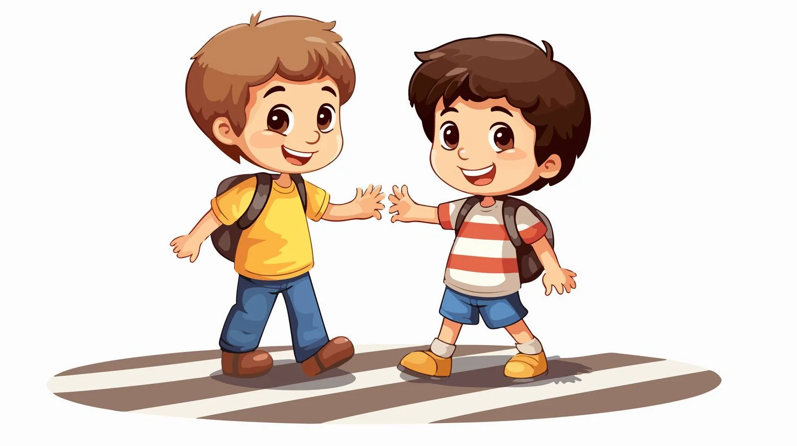 Children Crossing Road with Friend Cartoon — free download from Dotvec