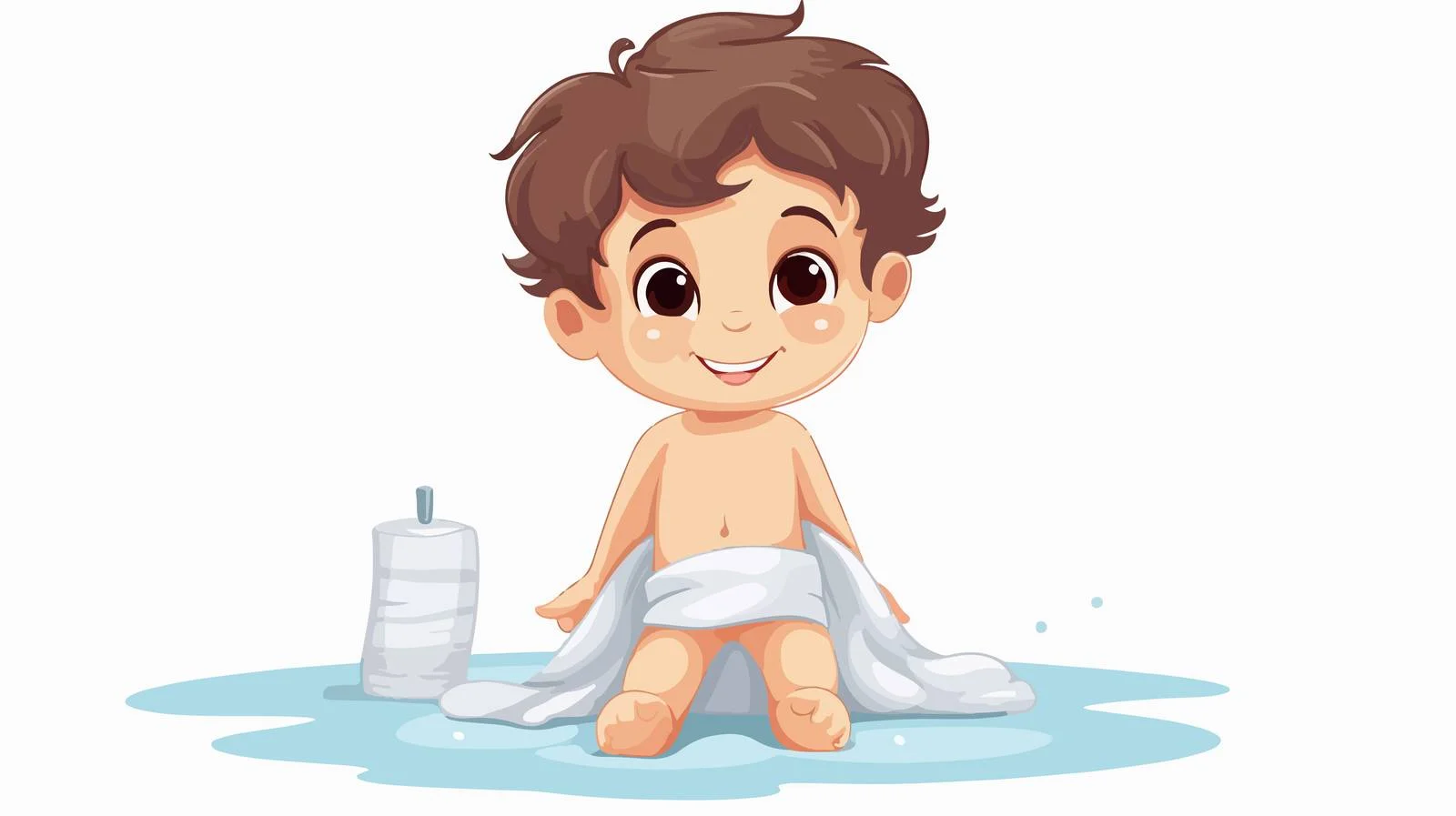 Child Drying Off After Bath Cartoon — free download from Dotvec