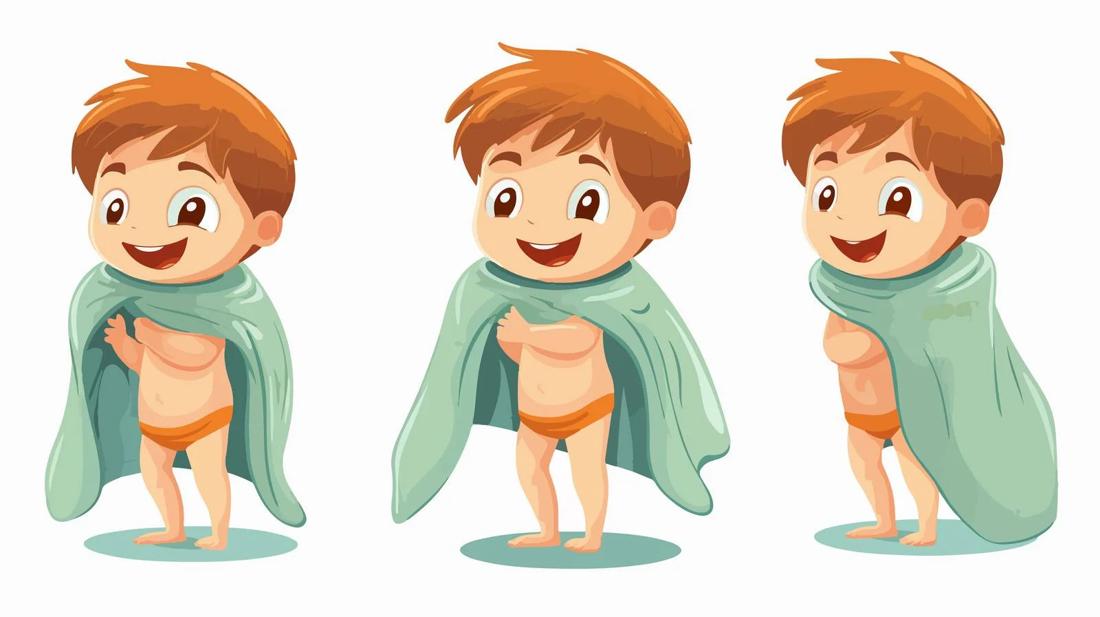 Child Drying After Bath Cartoon Illustration — free download from Dotvec
