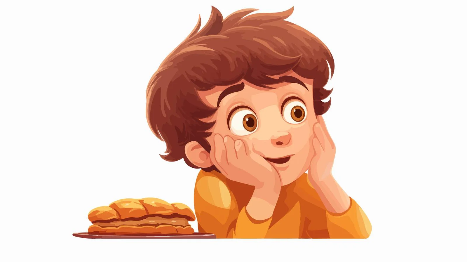 Hungry Child Thinking About Food Cartoon — free download from Dotvec