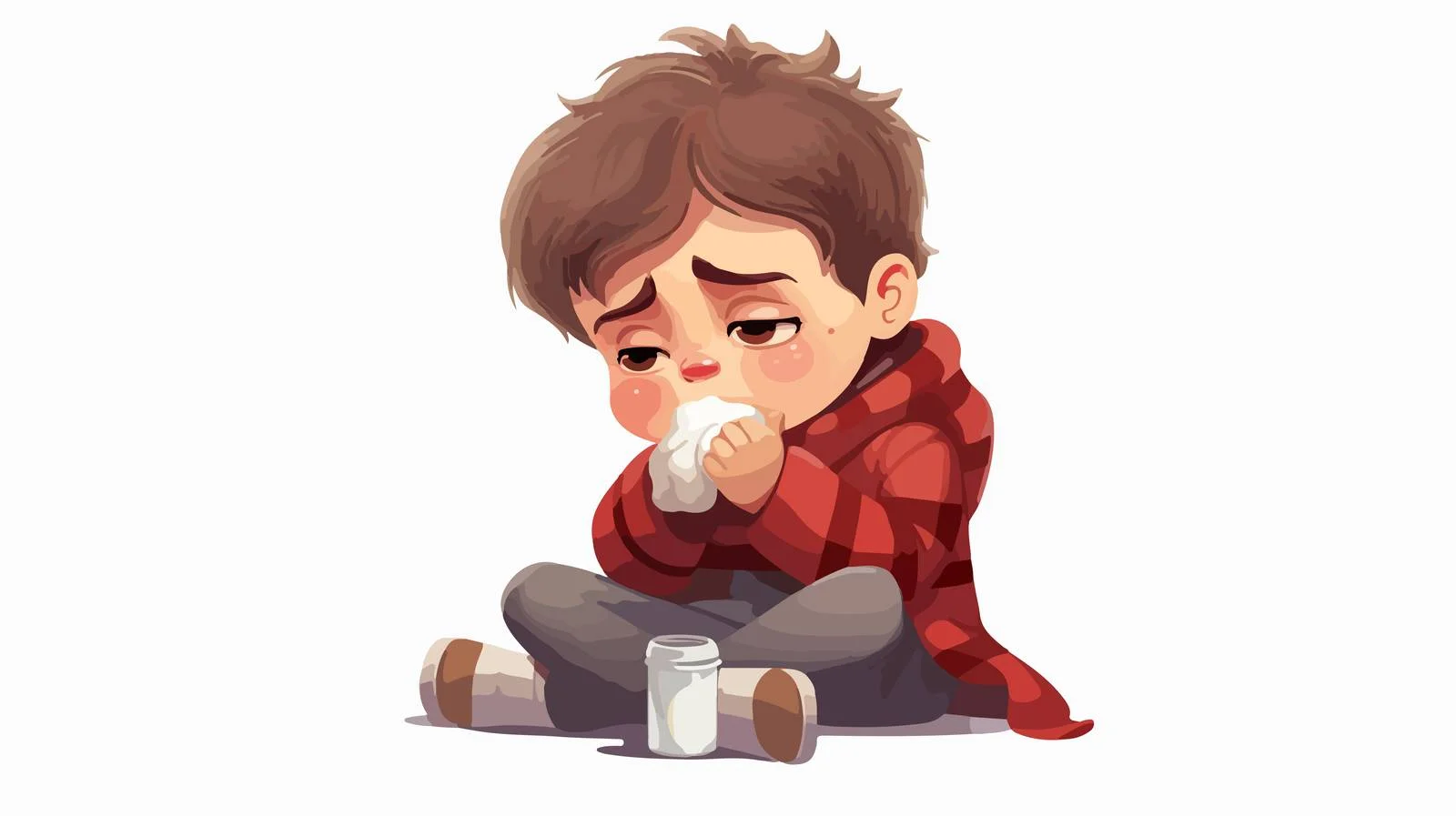 Sad Child Flu Cartoon Illustration — free download from Dotvec