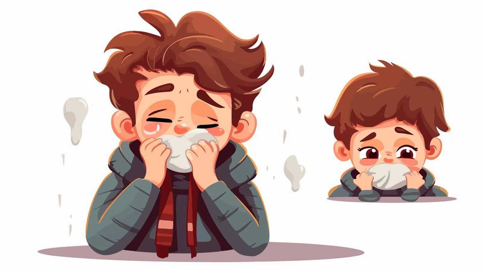 Sad Little Kid with Flu Cartoon — free download from Dotvec