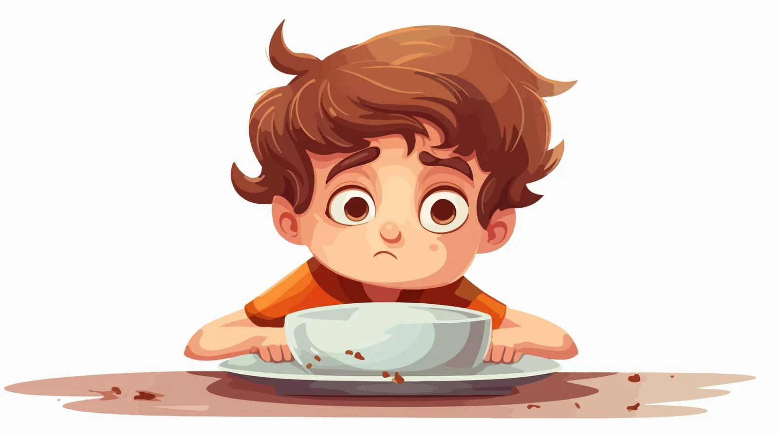 Hungry Child Empty Plate Cartoon Illustration — free download from Dotvec