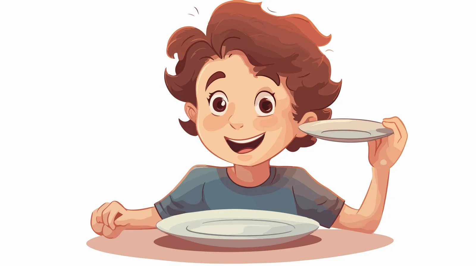 Hungry Child Empty Plate Cartoon Illustration — free download from Dotvec