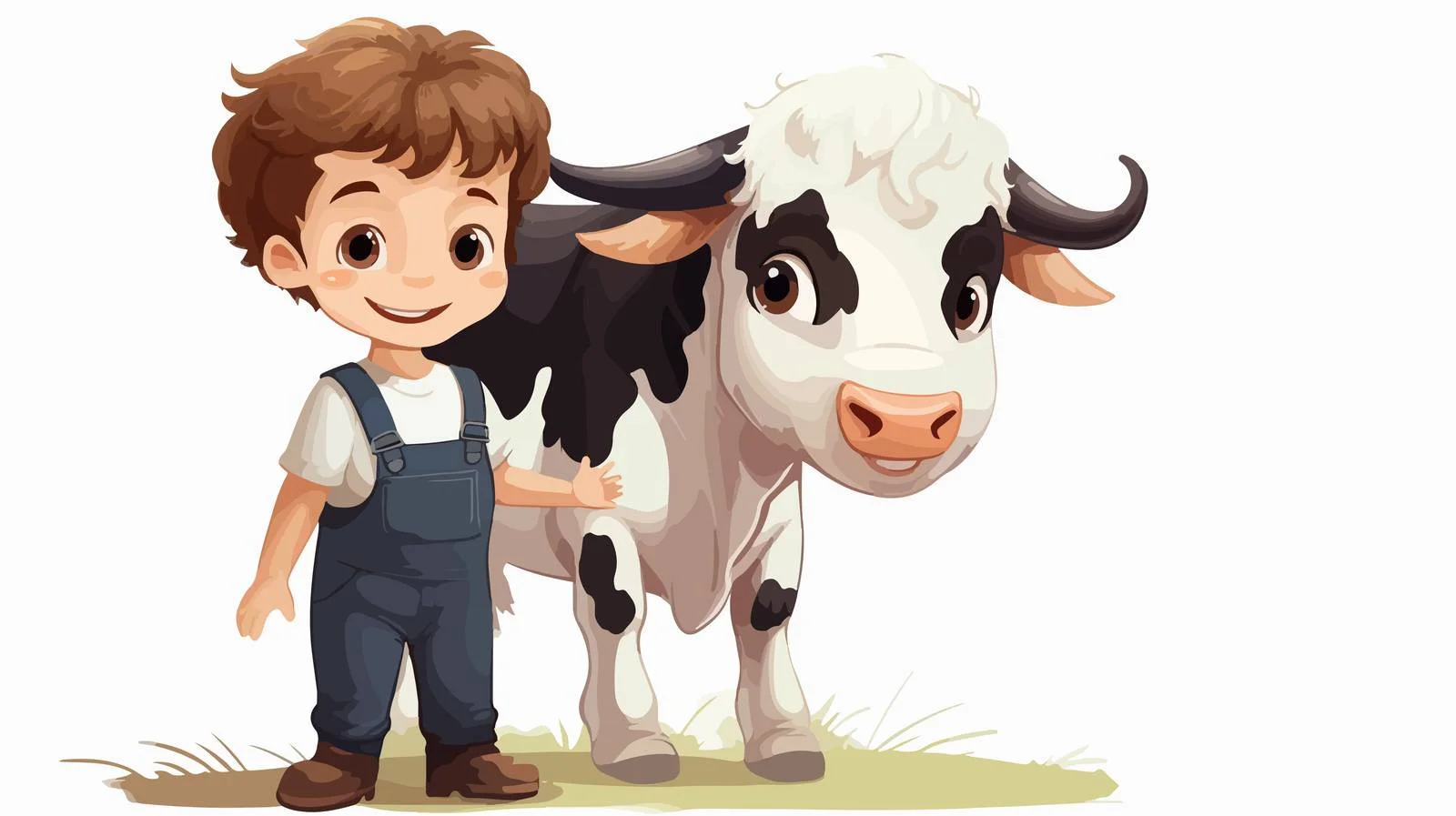 Joyful Child Milking Cartoon Cow Vector — free download from Dotvec