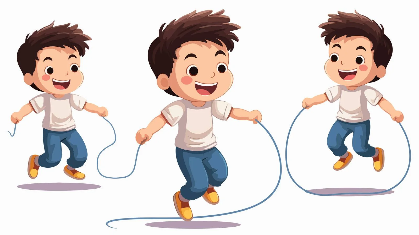 Joyful Kid Jumping Rope Cartoon — free download from Dotvec