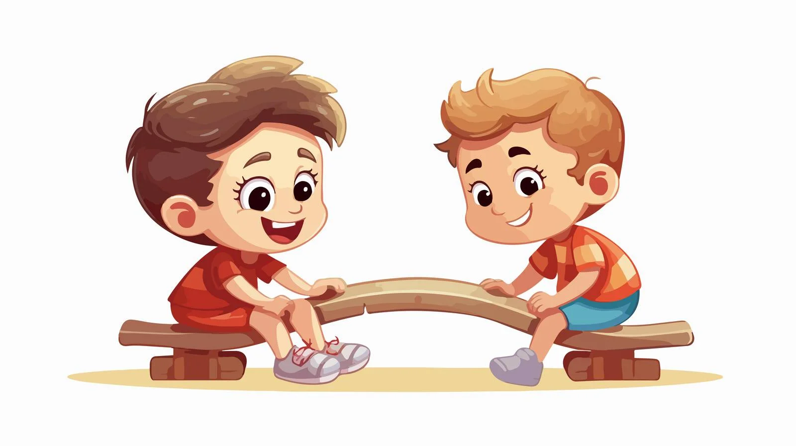 Kids Playing Seesaw Cartoon Illustration — free download from Dotvec