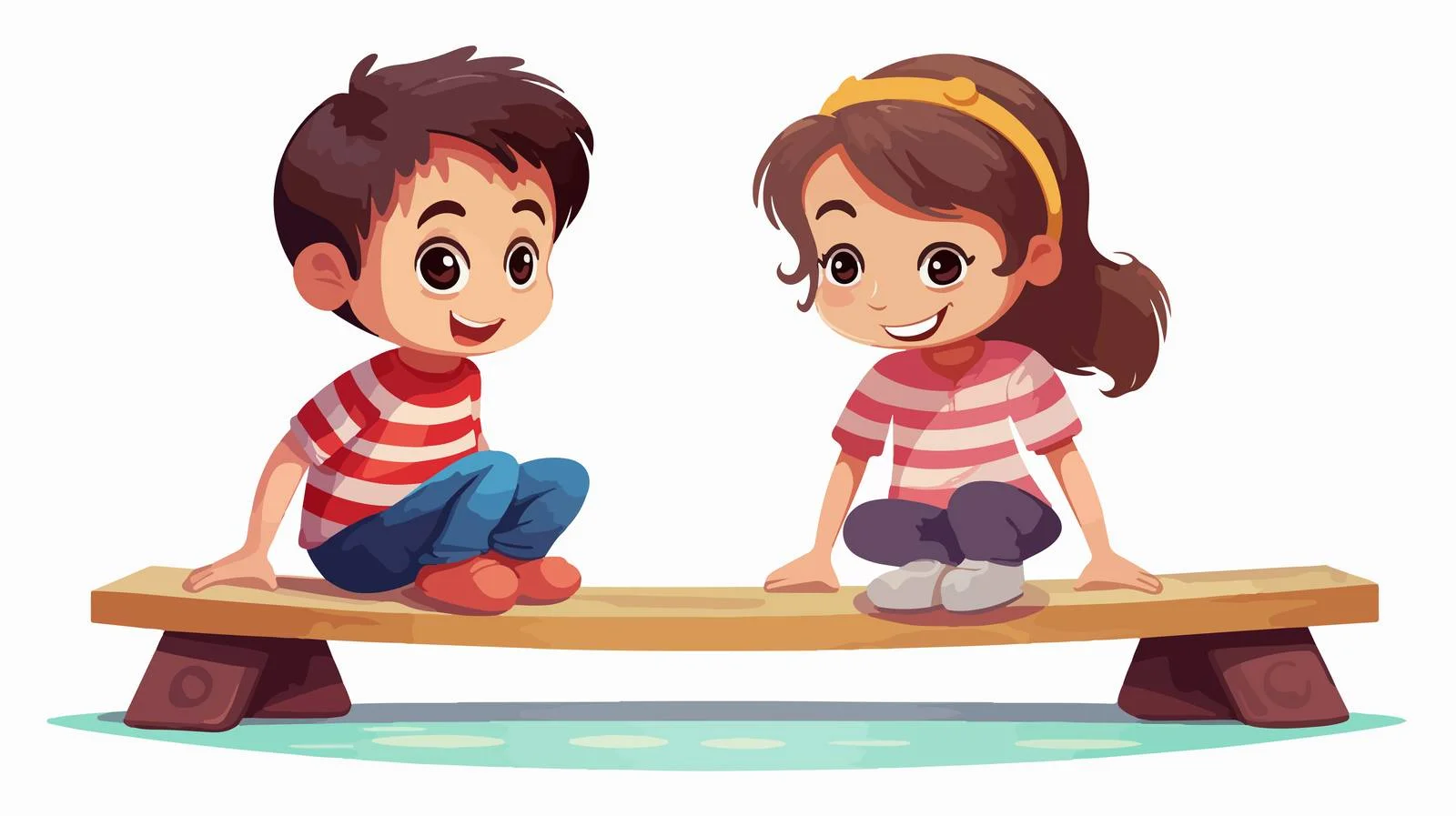 Kids Seesaw Playtime Cartoon Illustration — free download from Dotvec