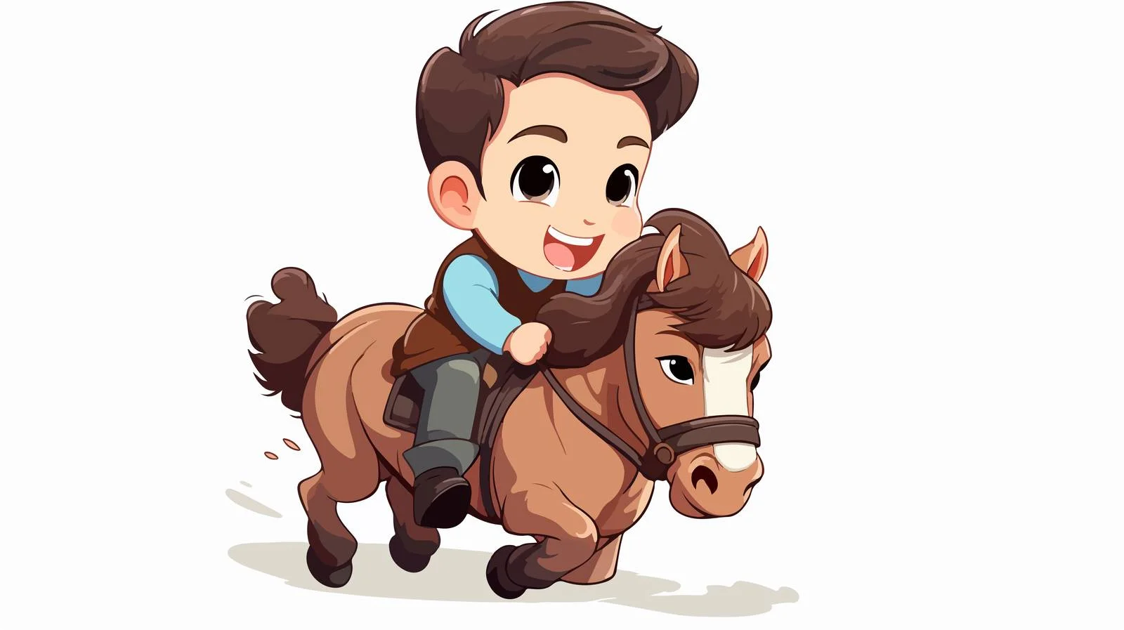 Joyful Child Riding Cartoon Horse — free download from Dotvec