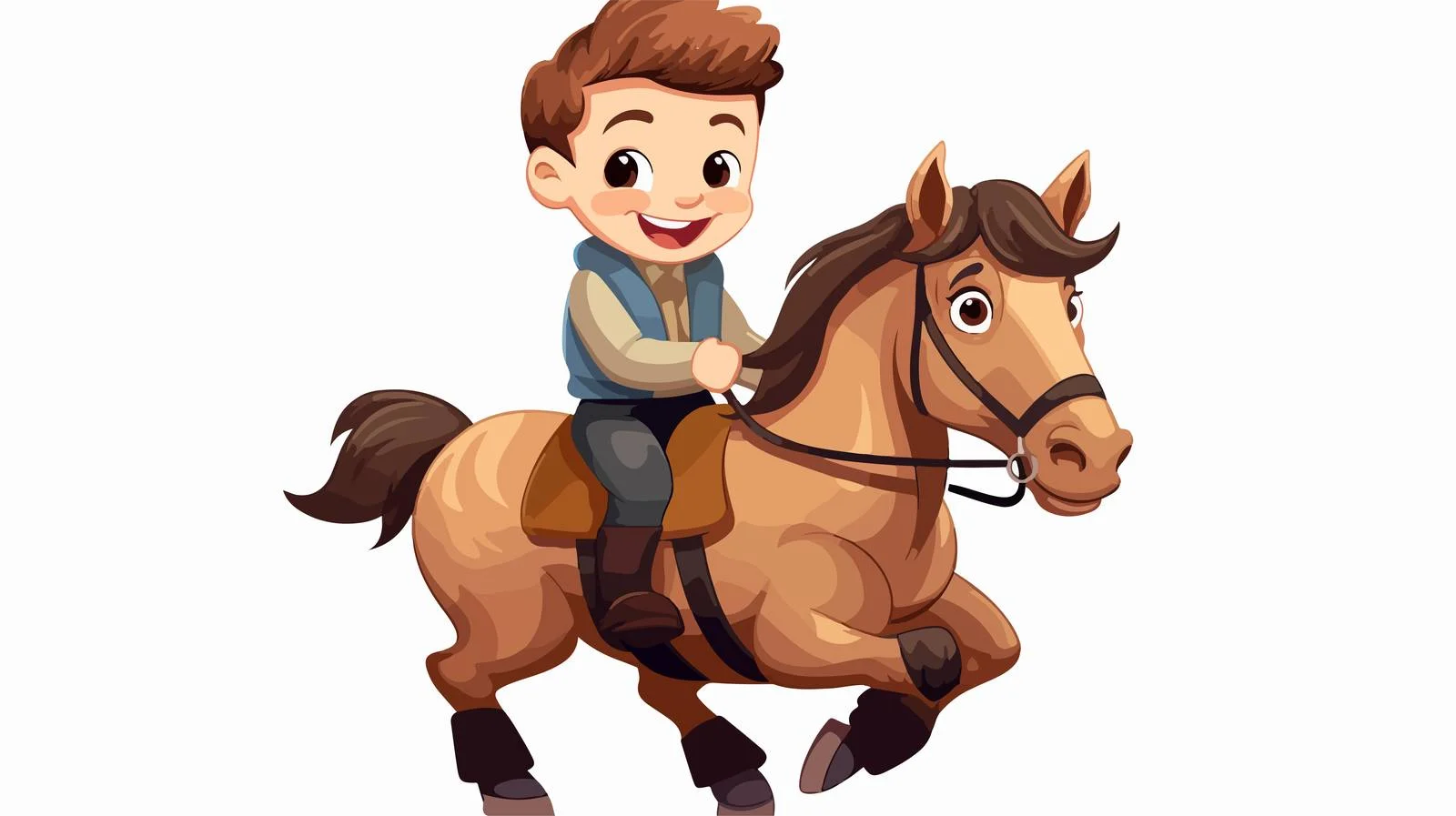 Joyful Child Riding Cartoon Horse — free download from Dotvec