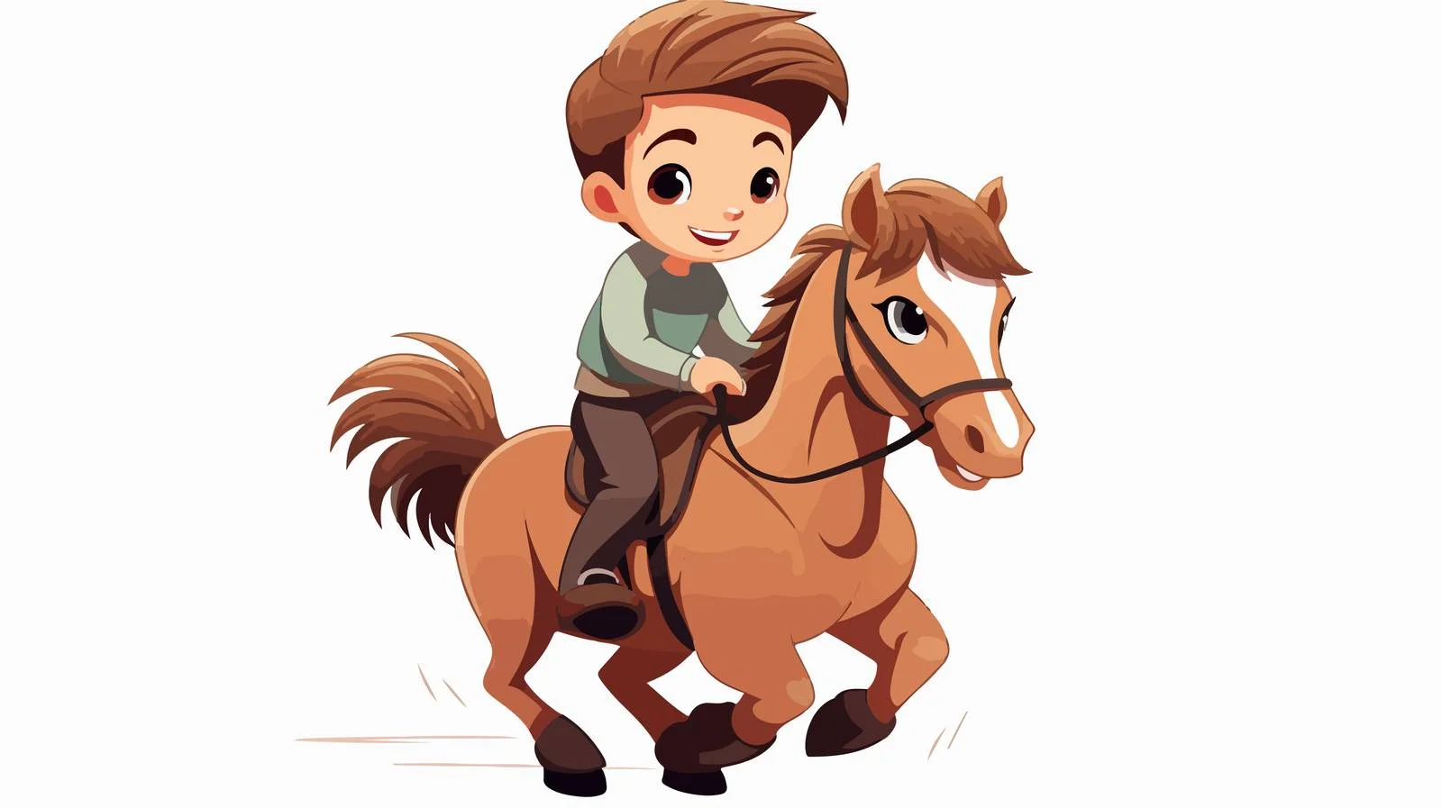 Joyful Kid Riding Cartoon Horse — free download from Dotvec
