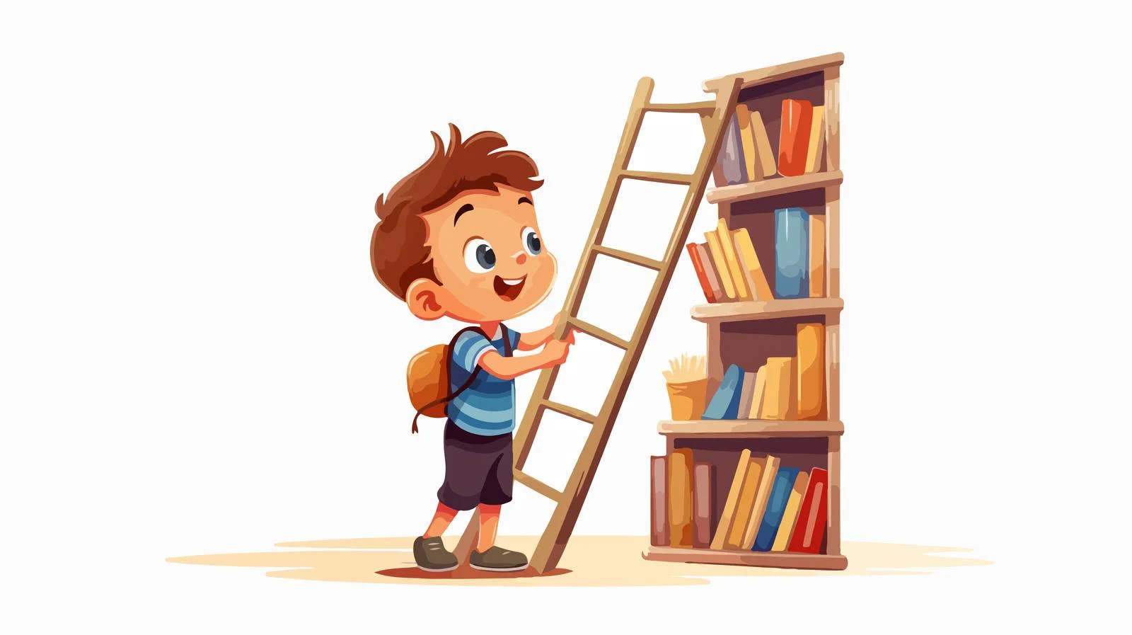 Child Reaching Book with Ladder — free download from Dotvec