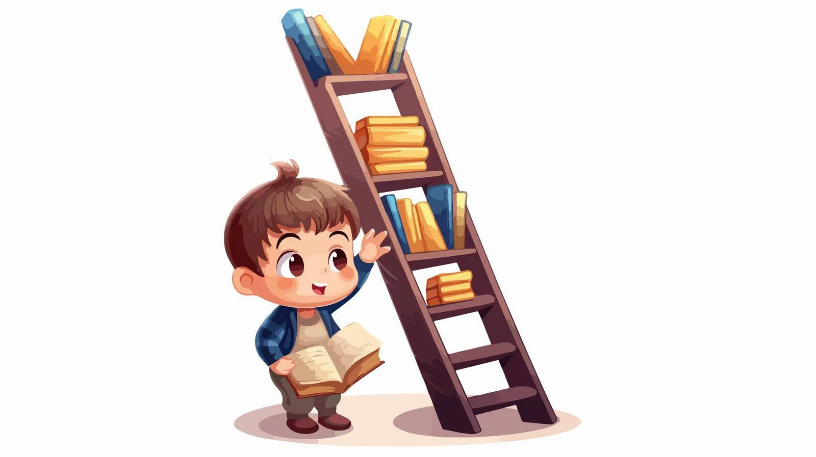 Child retrieving book from high bookshelf — free download from Dotvec