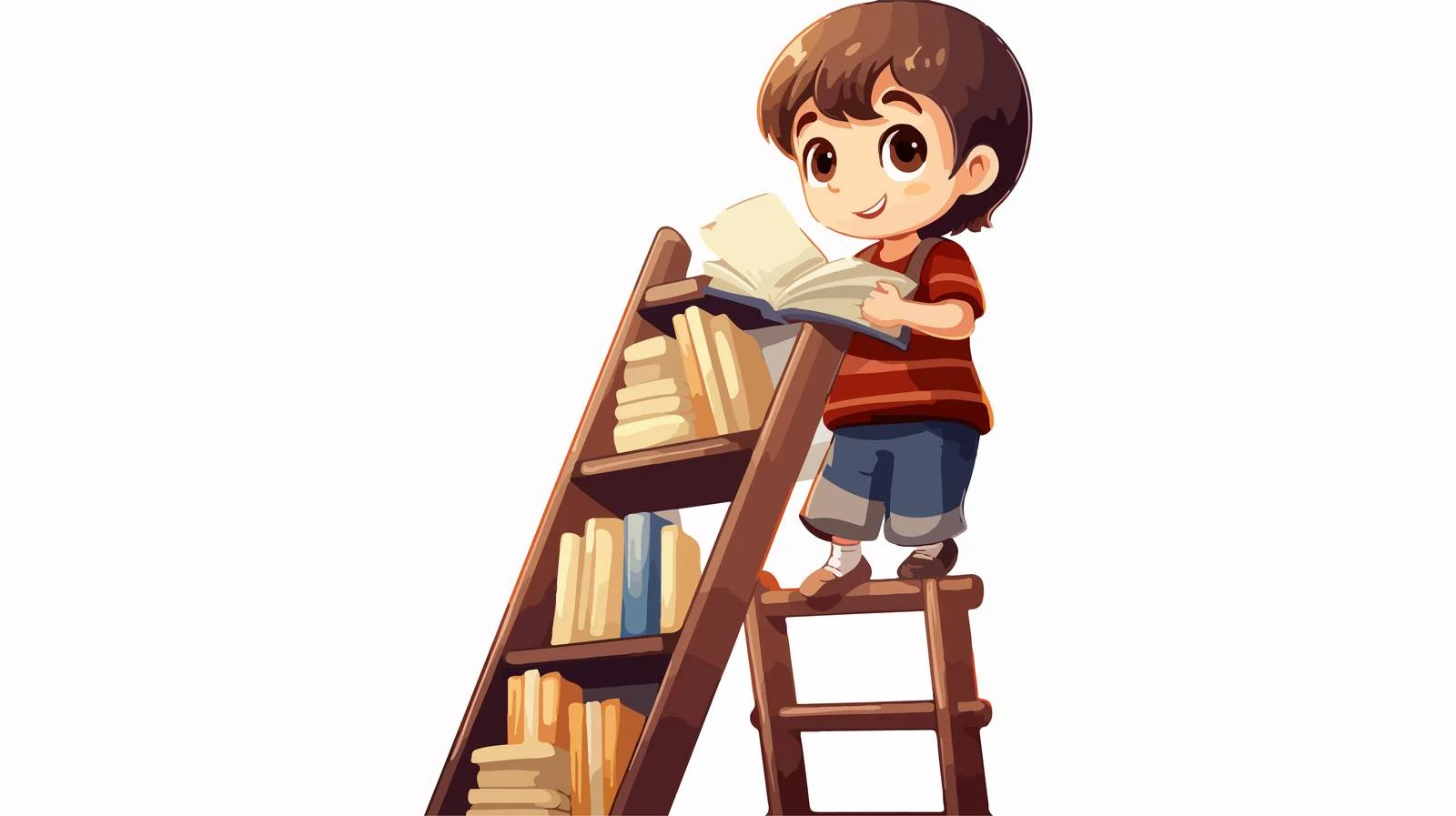 Child Reaching Book on Bookshelf — free download from Dotvec
