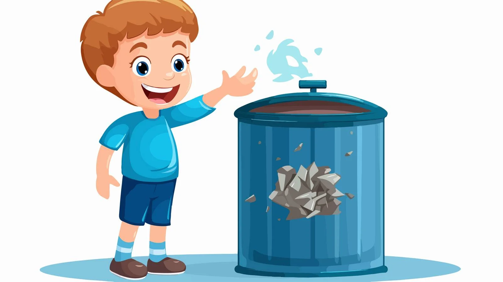 Eco-Friendly Kid Recycling Metal Waste Cartoon — free download from Dotvec