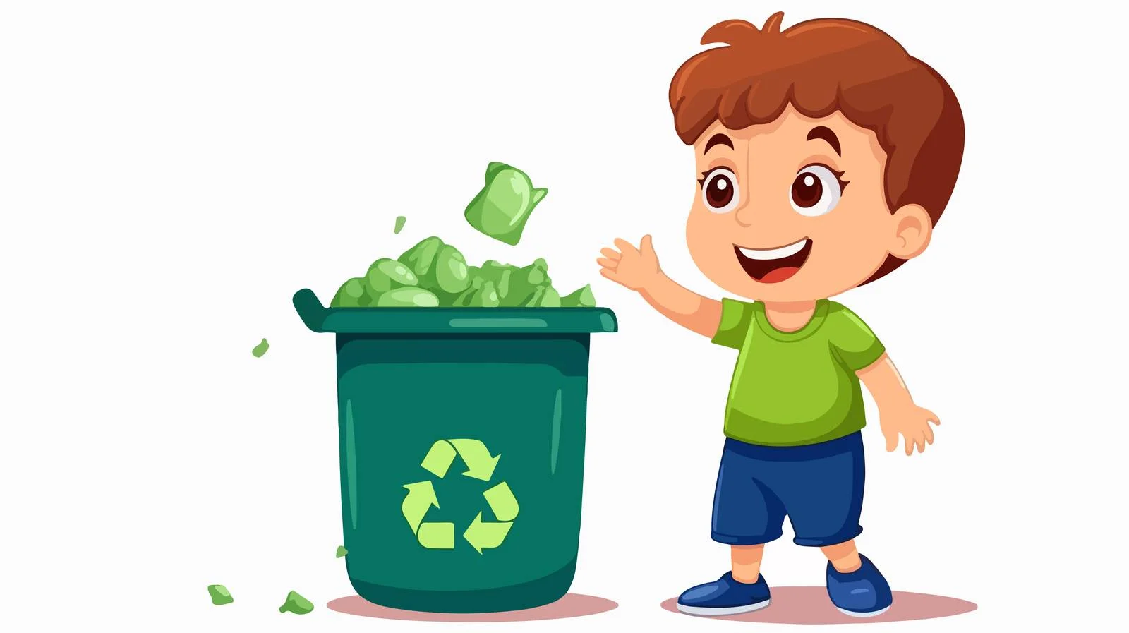 Child Recycling Plastic Waste Cartoon Illustration — free download from Dotvec