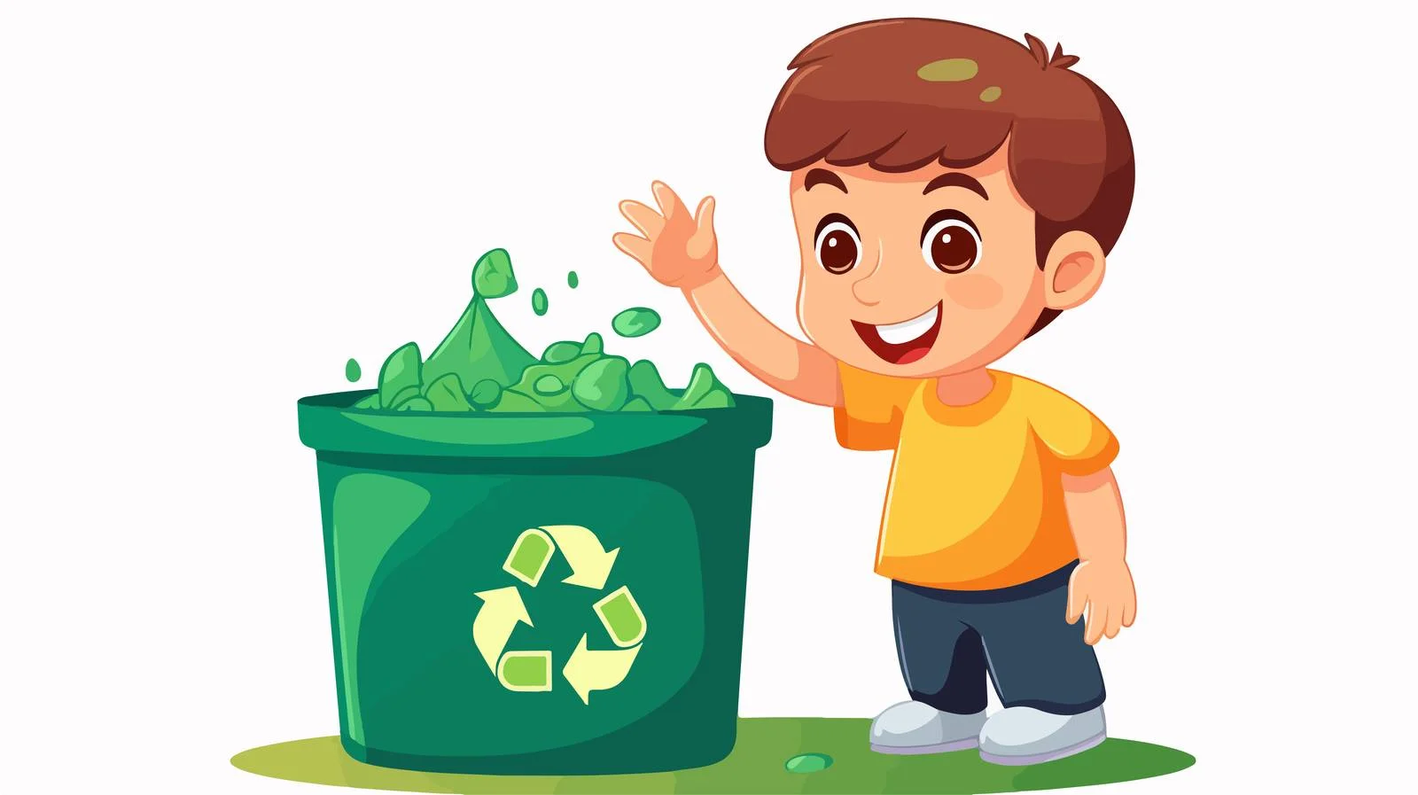 Child Recycles Plastic Waste Cartoon — free download from Dotvec