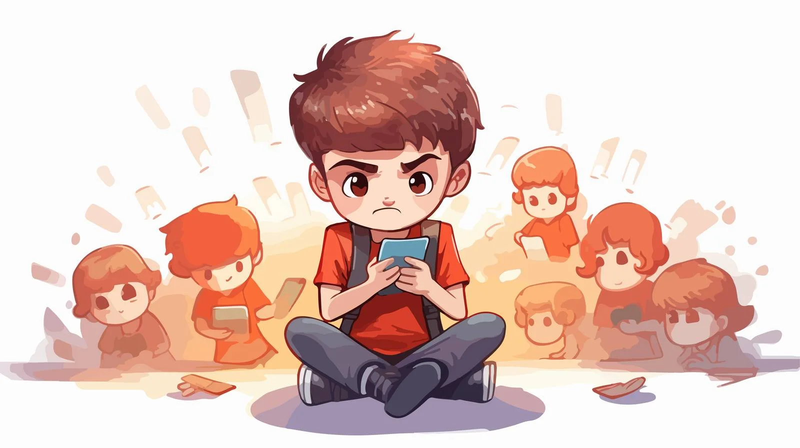 Child's Social Media Bullying Illustration — free download from Dotvec