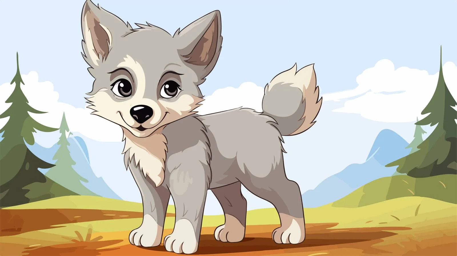 Adorable Little Wolf Cartoon Illustration — free download from Dotvec