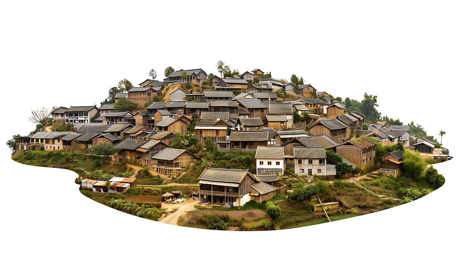 Tranquil Liujia Village on White Background — free download from Dotvec