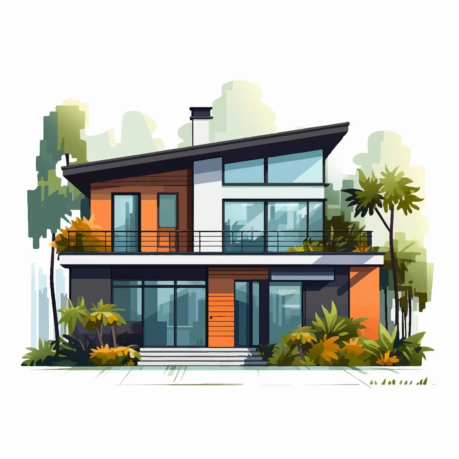 Contemporary Architectural Style House Vector — free download from Dotvec