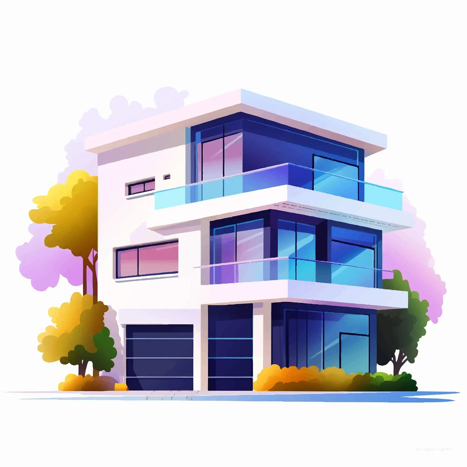 Contemporary Architectural Style Living House Vector – free visionary image from Dotvec