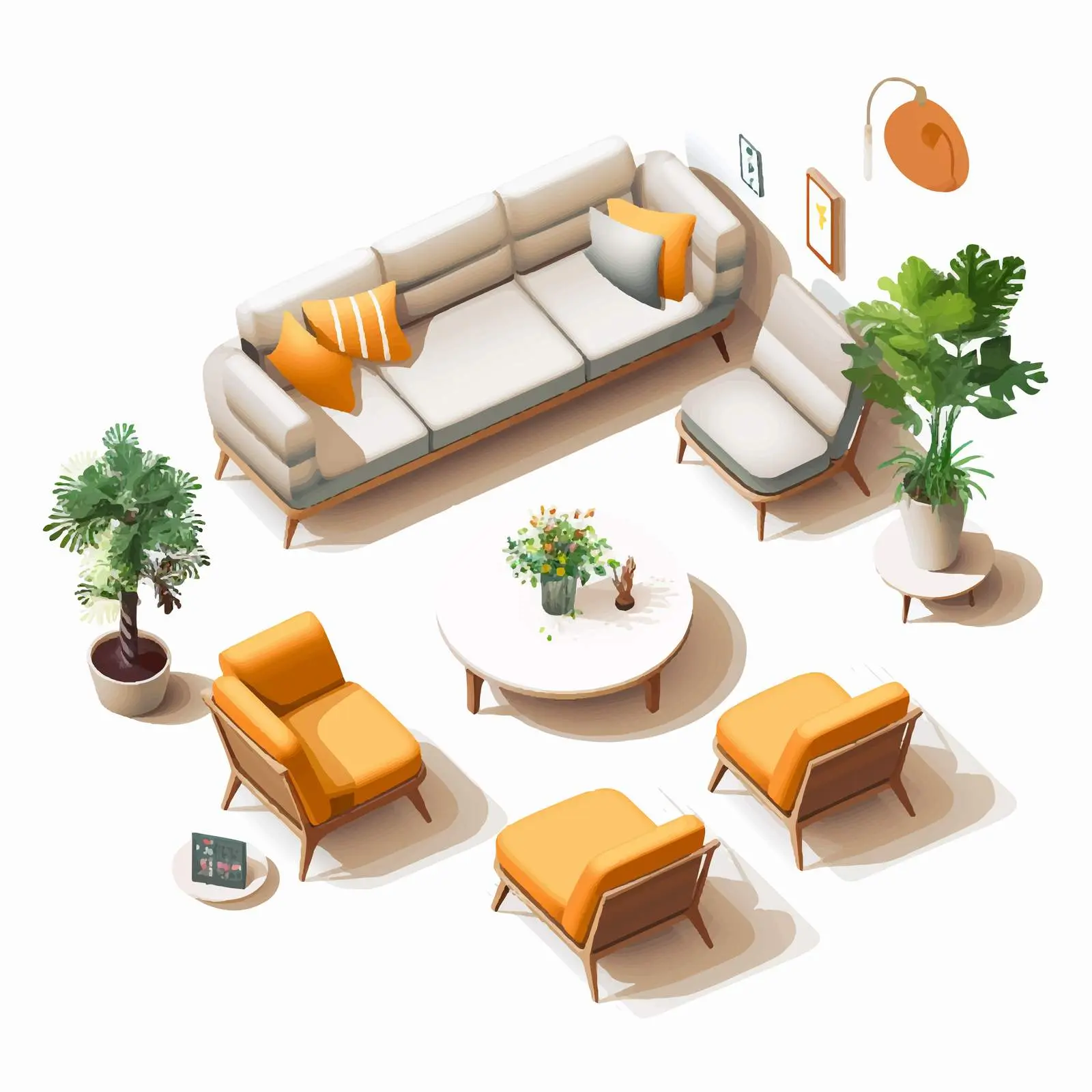 Top View Modern Living Room Interior Design — free download from Dotvec