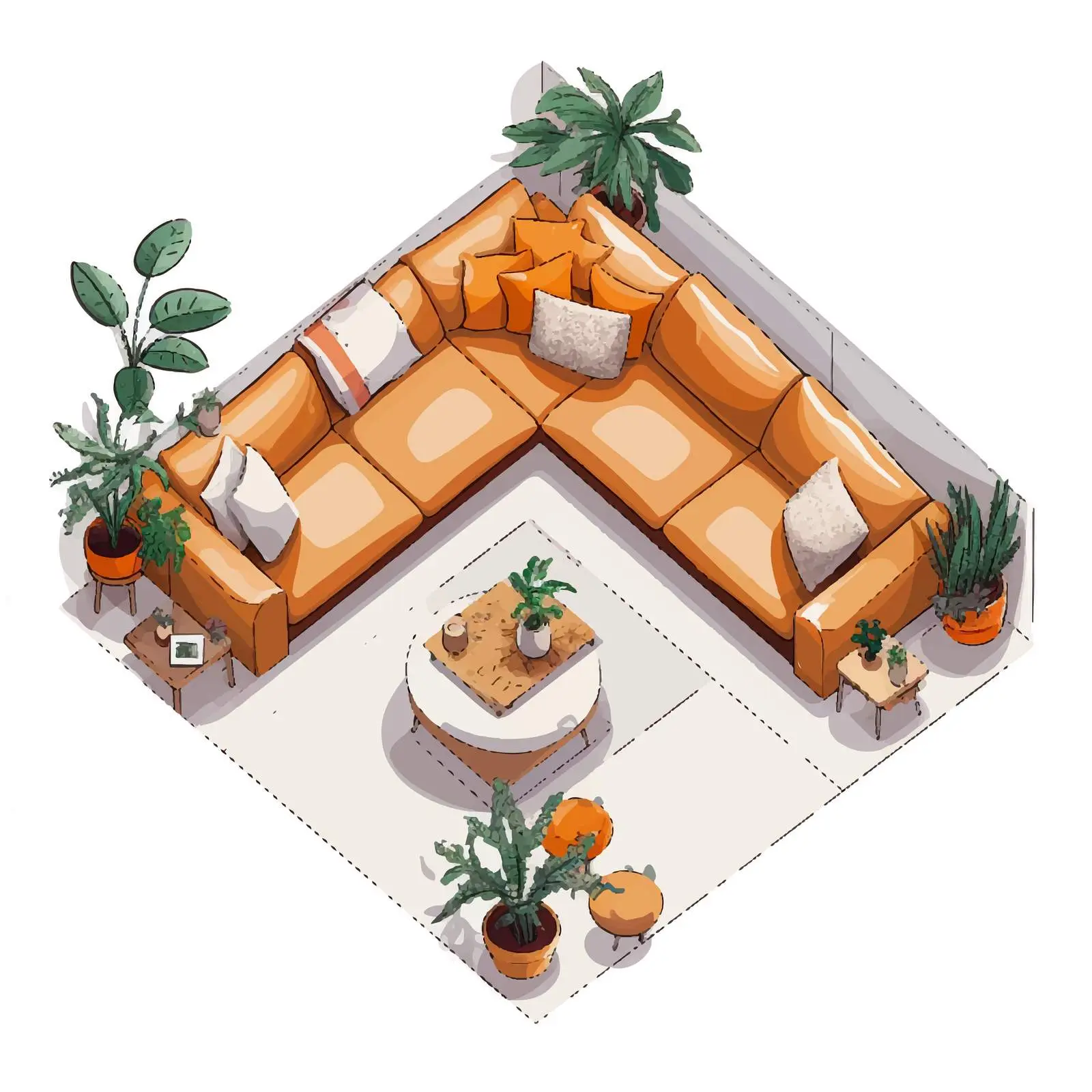 Overhead View of Cozy Living Room Design — free download from Dotvec
