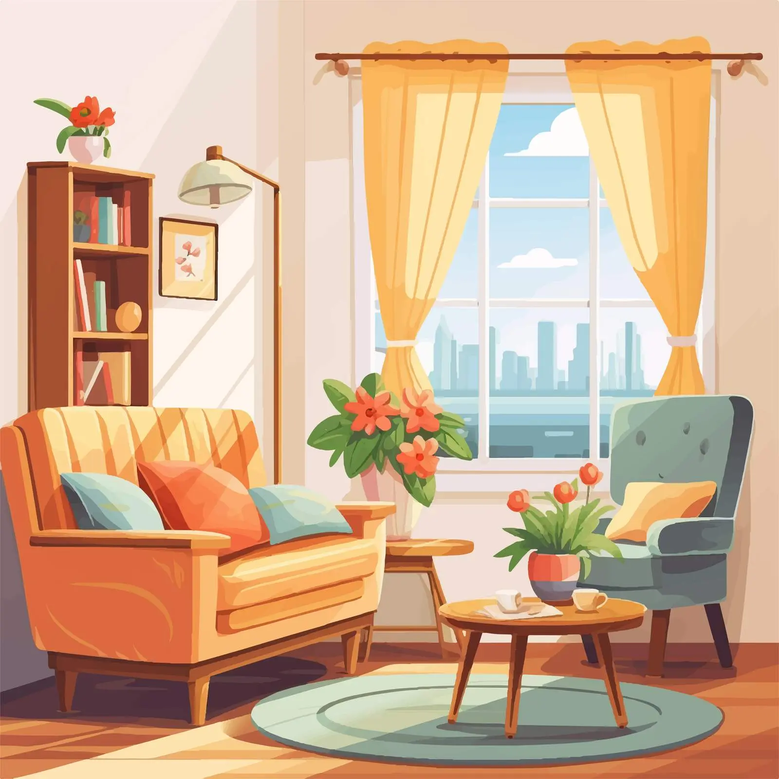 Cozy Living Room Interior with Elegant Furniture – free ceiling image from Dotvec