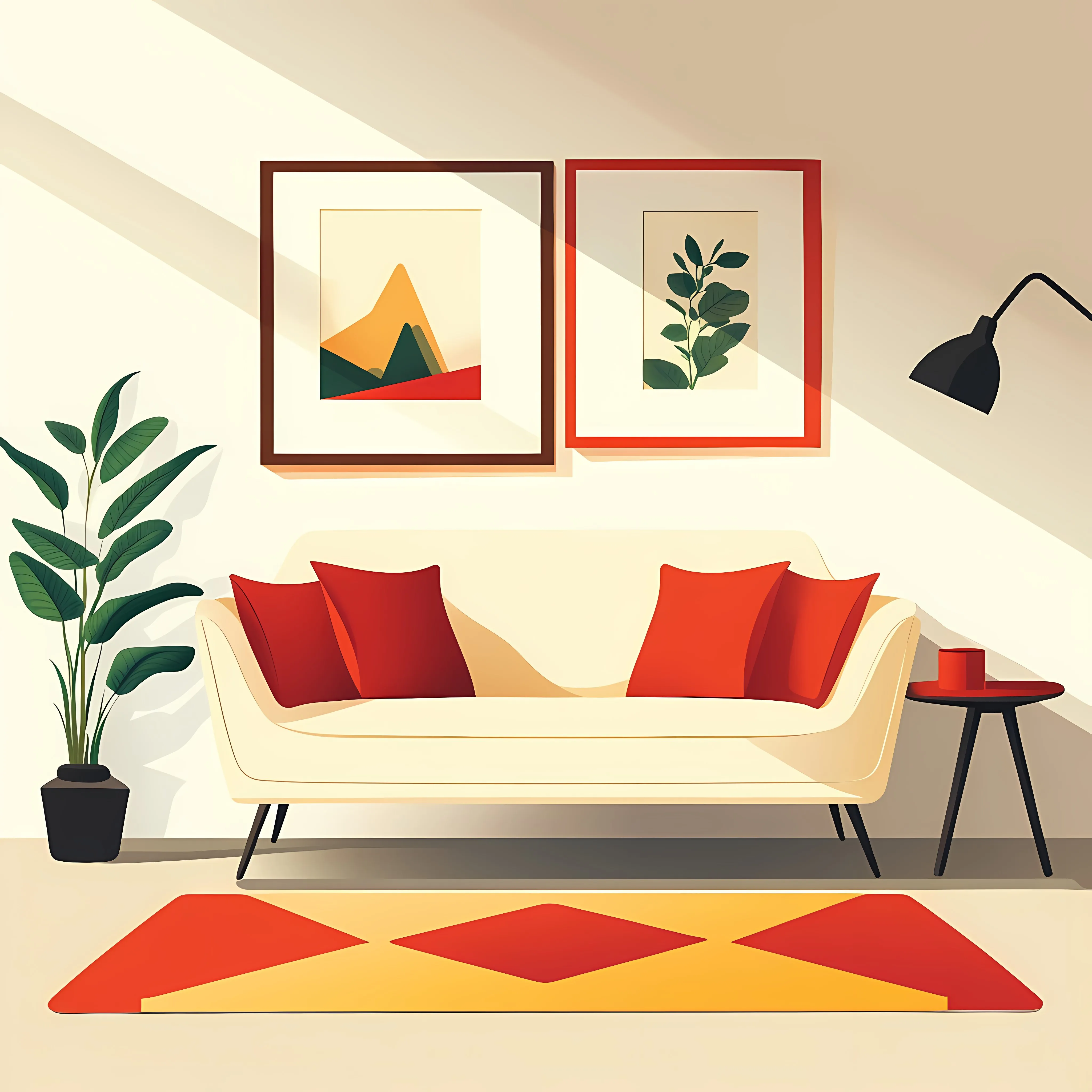Flat Vector Living Room Interior Illustration — free download from Dotvec
