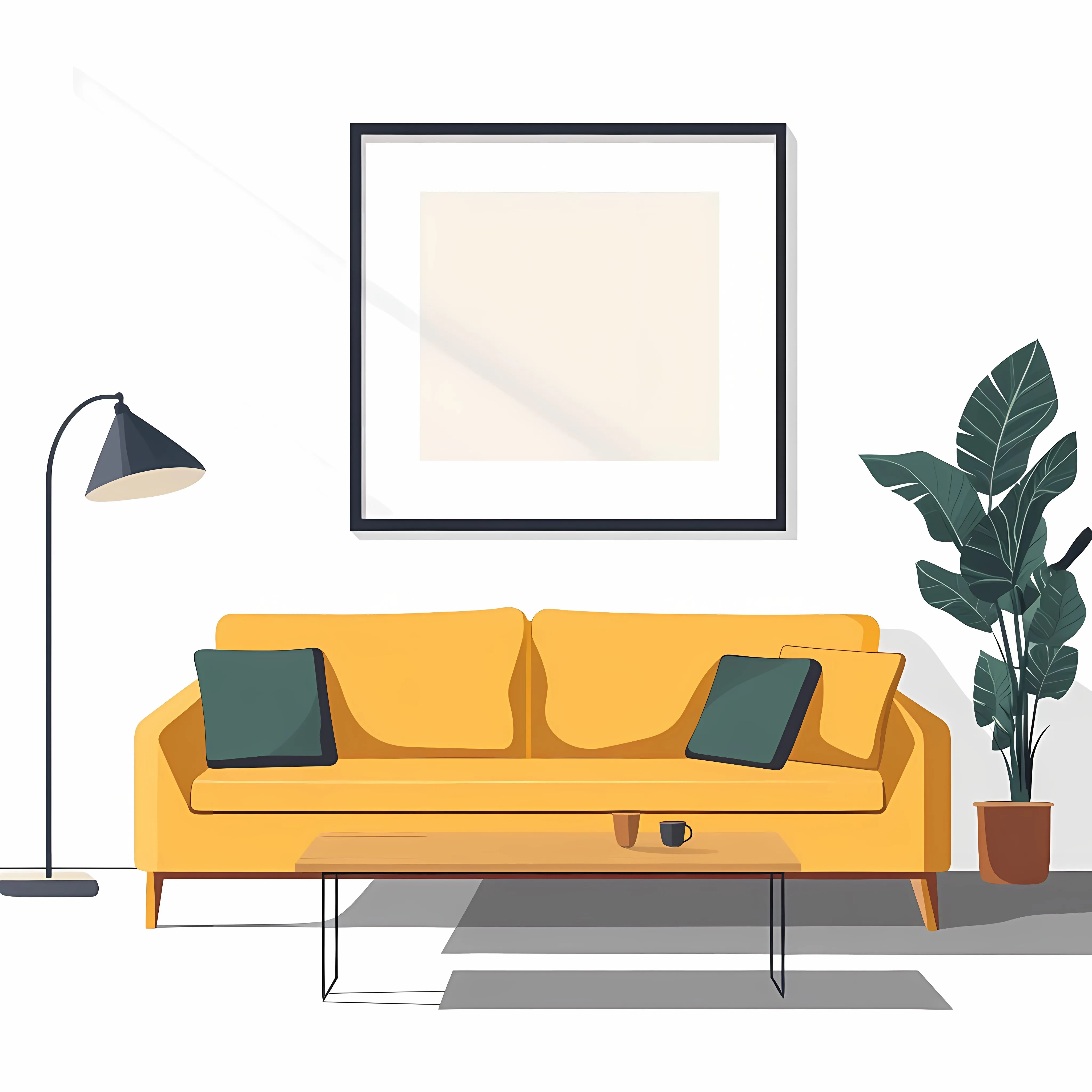Flat Vector Living Room Interior Illustration — free download from Dotvec
