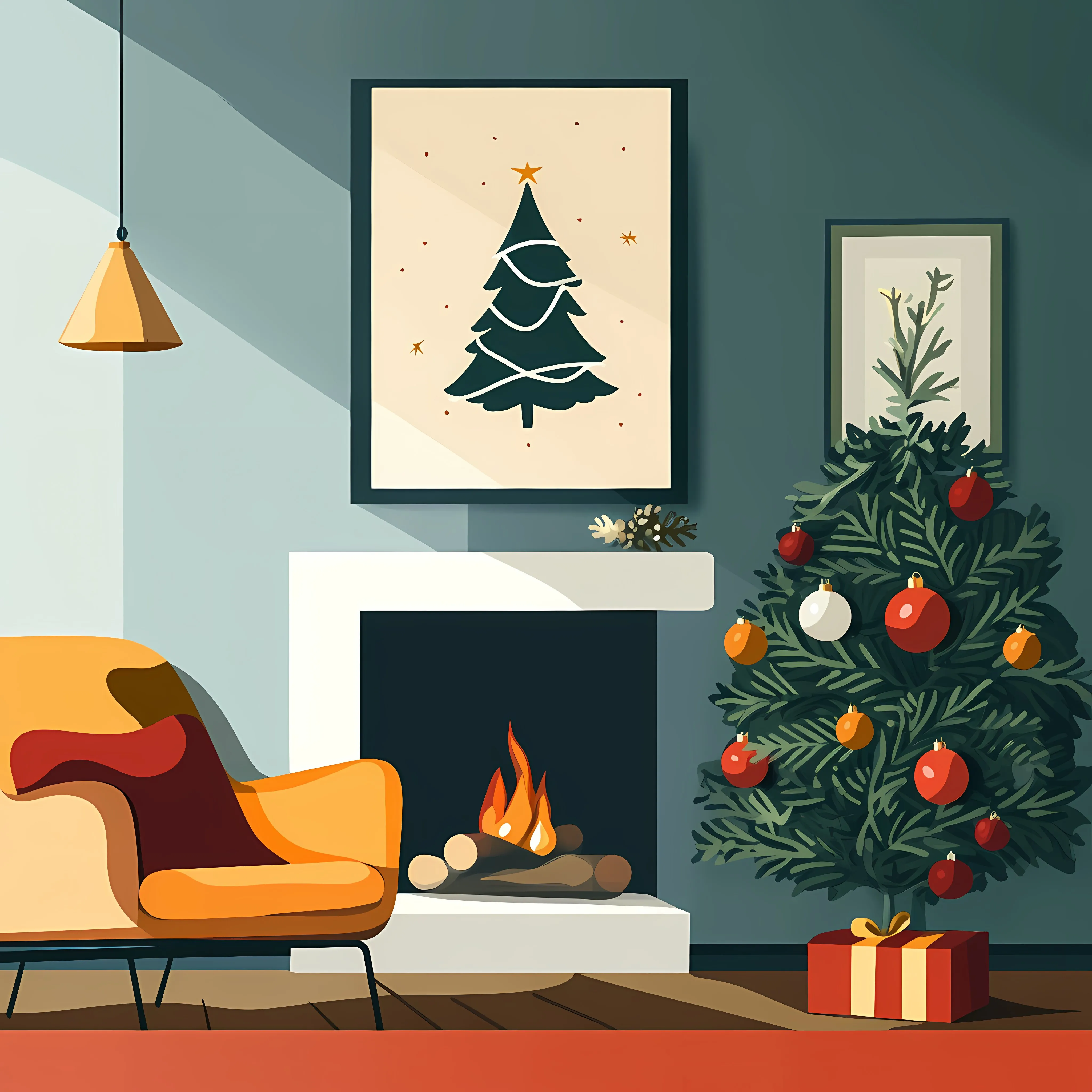 Cozy Living Room with Christmas Decor and Chimney — free download from Dotvec