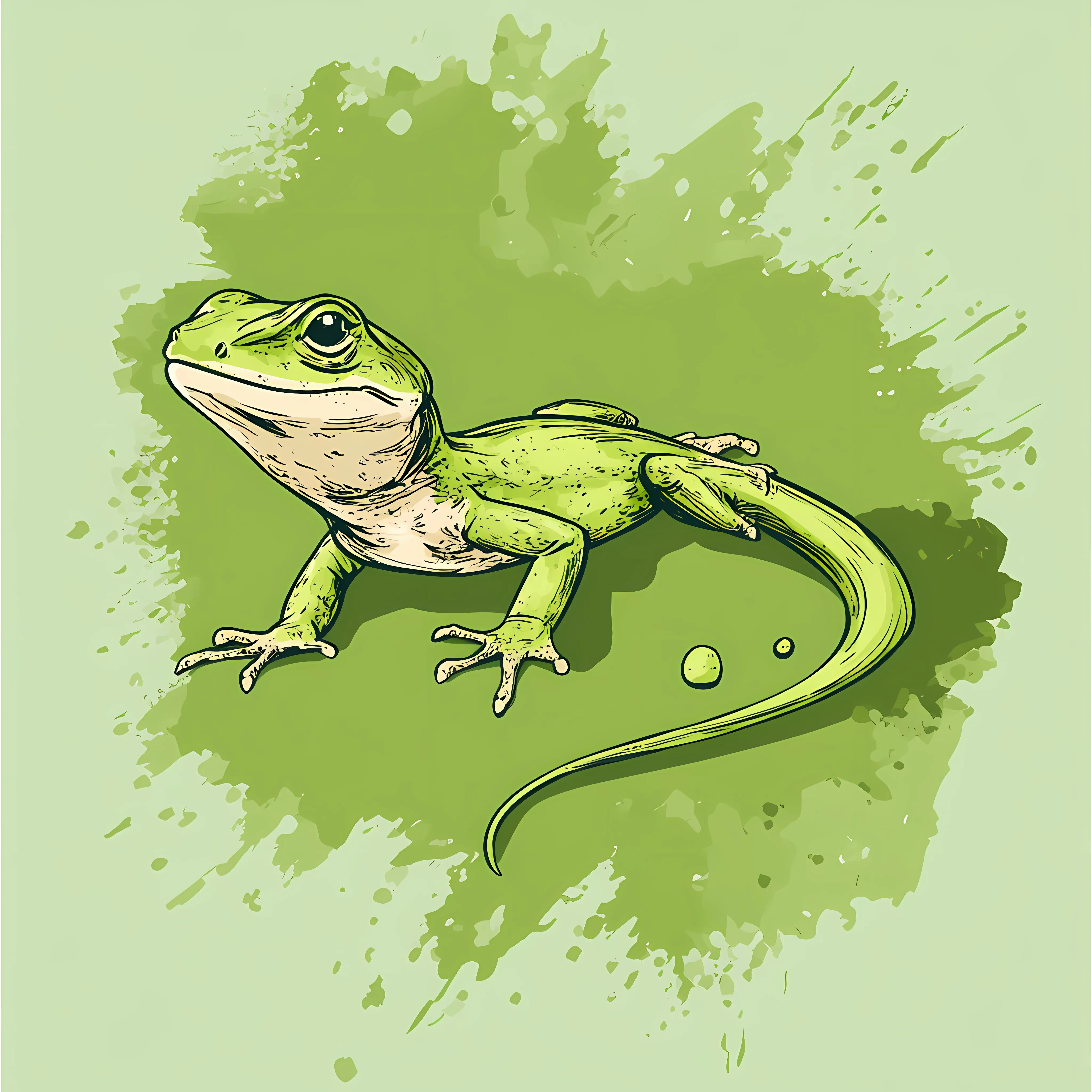 Hand Drawn Lizard Sketch on Green Background – free sketch illustration image from Dotvec