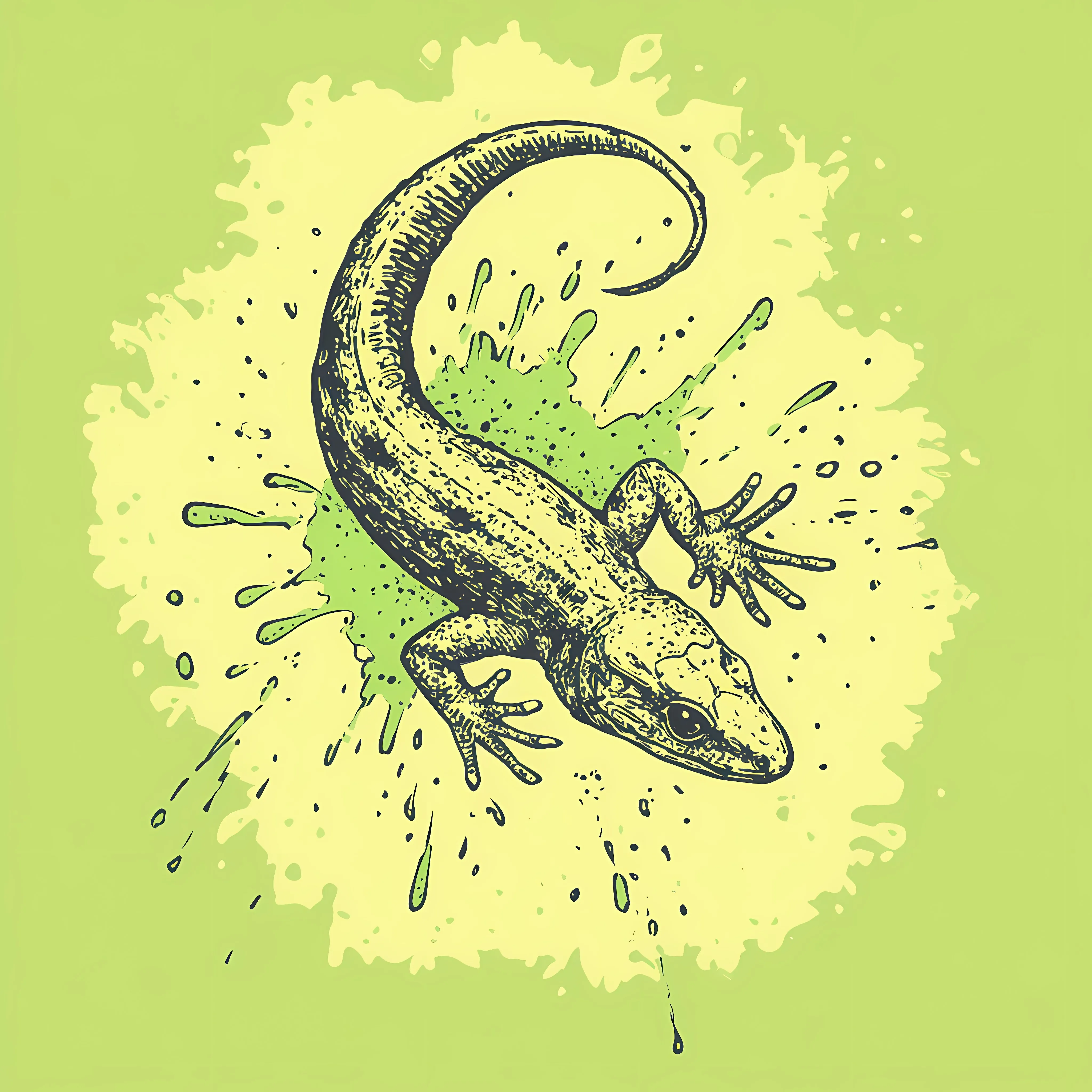 Hand Drawn Lizard Sketch on Green Background — free download from Dotvec