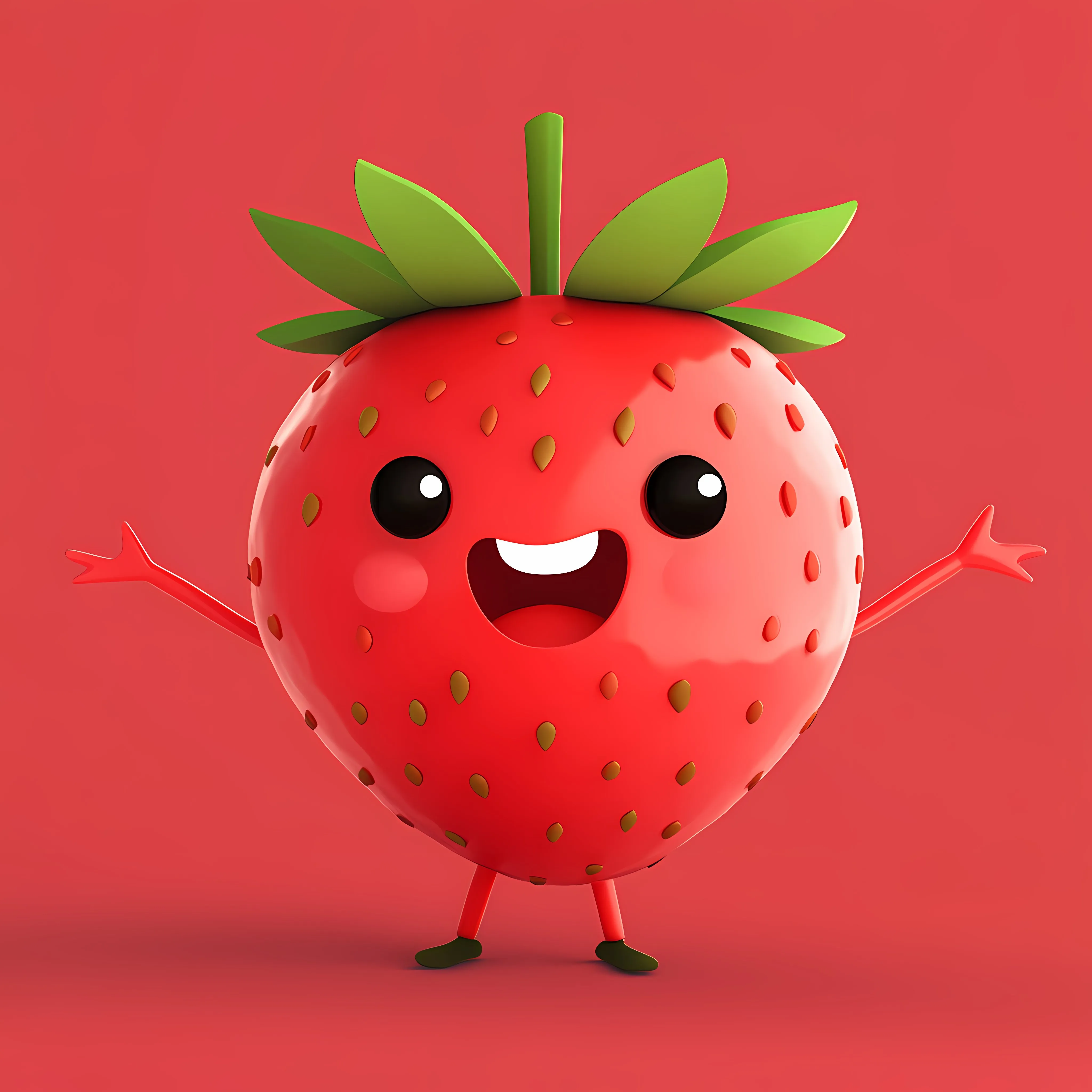 3D Cute Strawberry Cartoon Character Illustration — free download from Dotvec