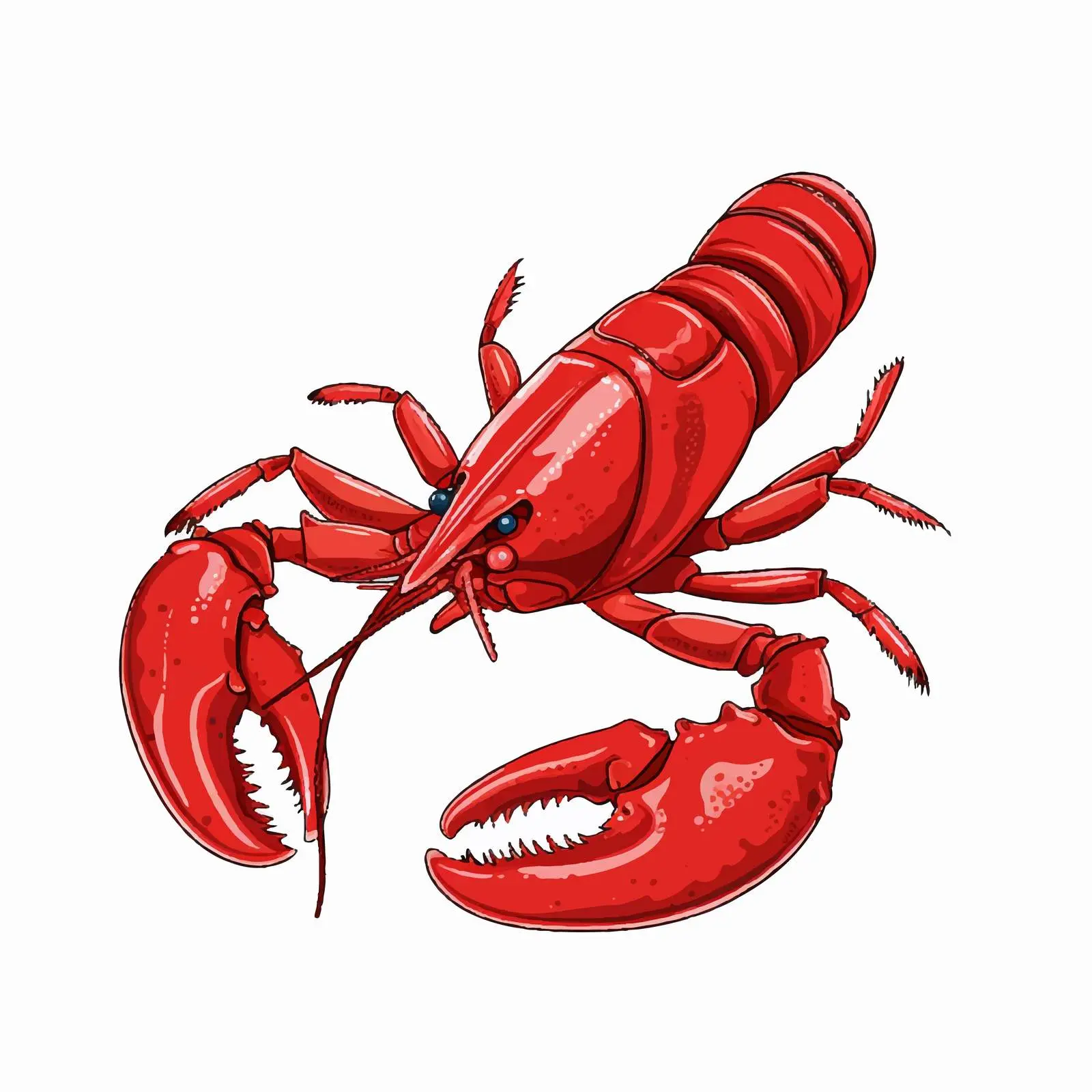 Lobster Outline Vector Illustration on White Background – free shelled image from Dotvec