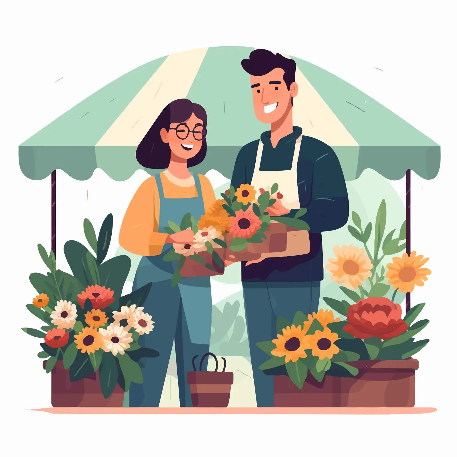 Local Street Flower Market Vector Illustration — free download from Dotvec