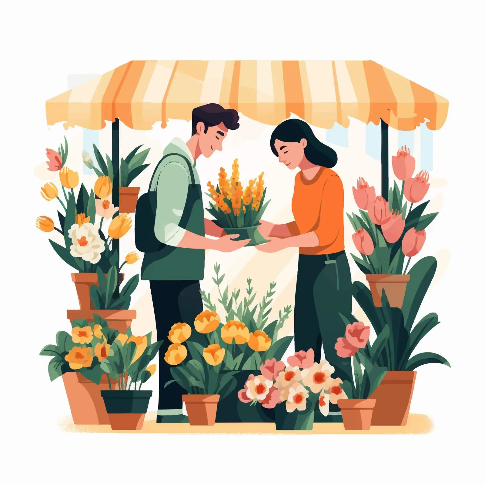 Local Street Flower Market Vector Illustration — free download from Dotvec