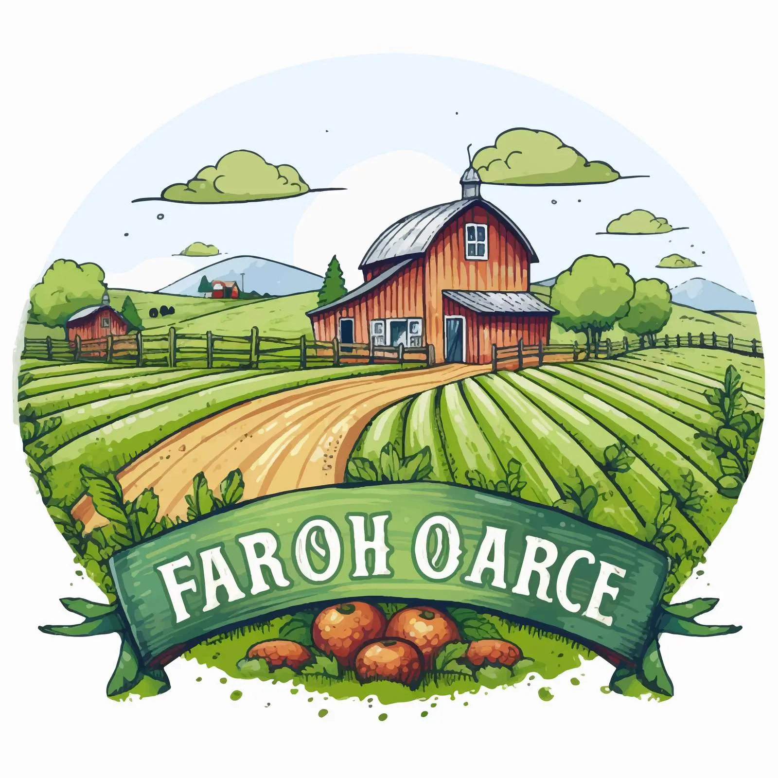 Organic Farm Logo Design with Illustrated Words — free download from Dotvec