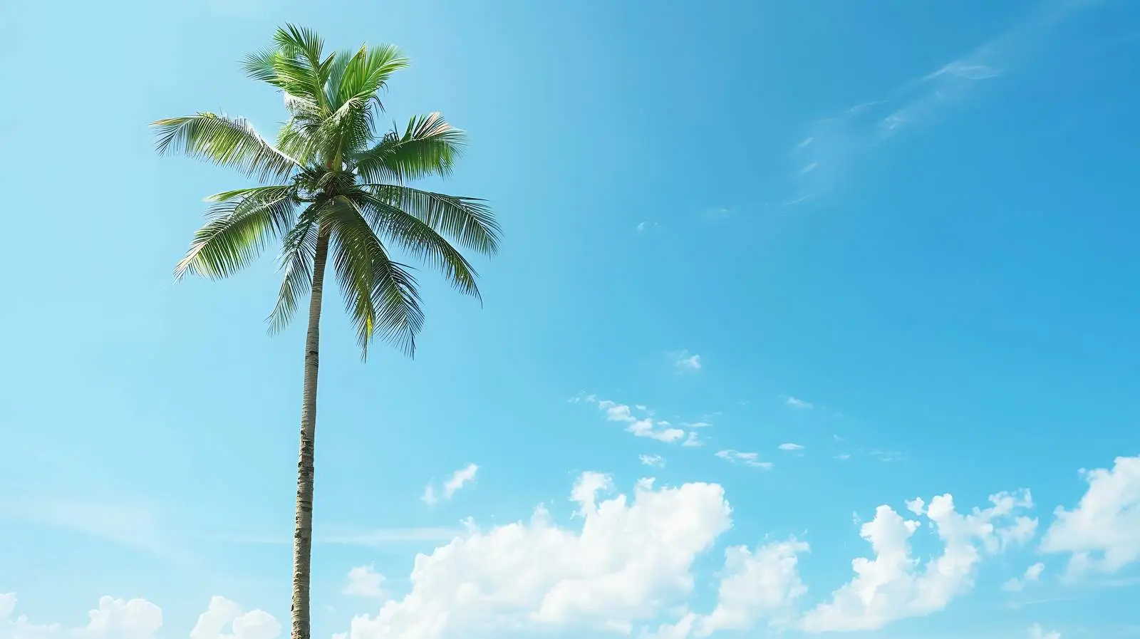 Lonely Tropical Coconut Palm Tree Against Blue Sky — free download from Dotvec