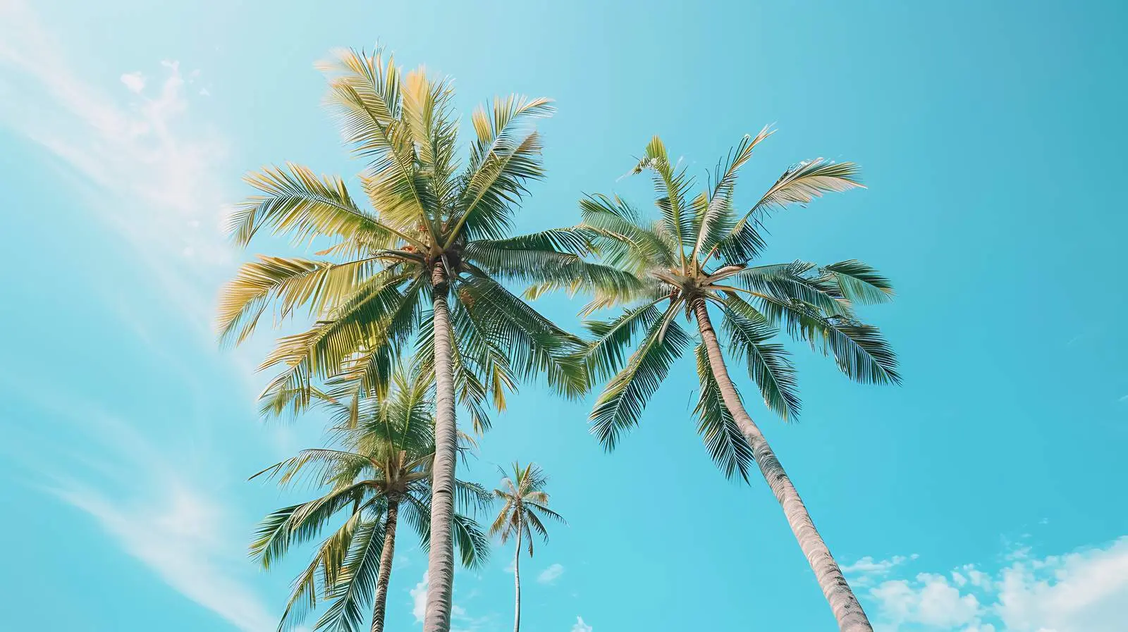 Tropical Coconut Palm Trees Against Clear Blue Sky — free download from Dotvec
