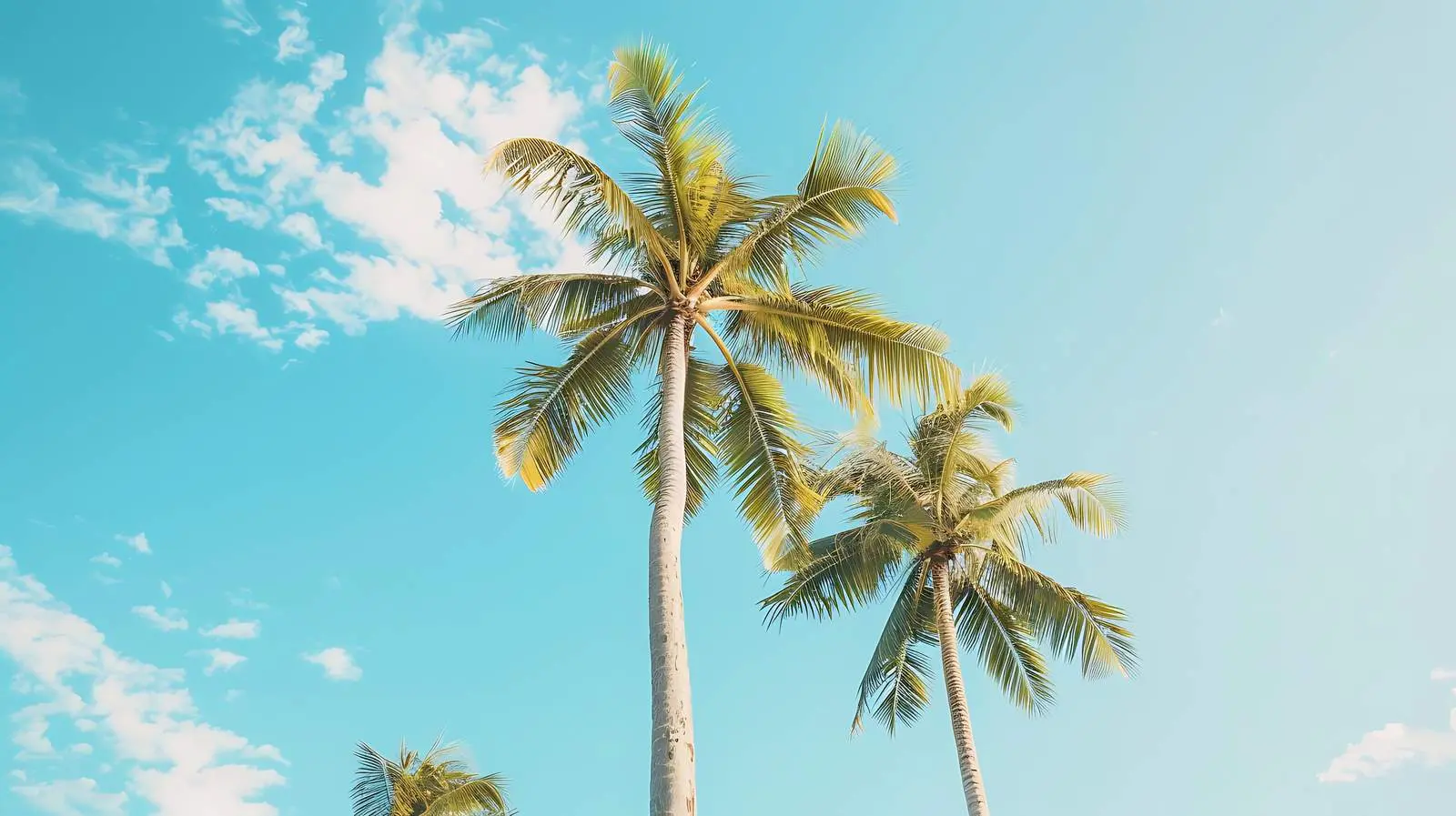 Exotic Coconut Palm Trees Against Clear Blue Sky – free caribbean image from Dotvec