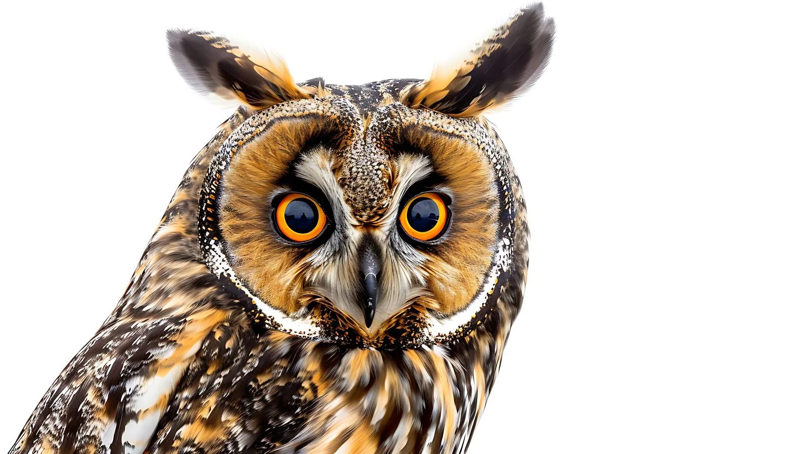 Close-Up of Long-Eared Owl Isolated on White — free download from Dotvec
